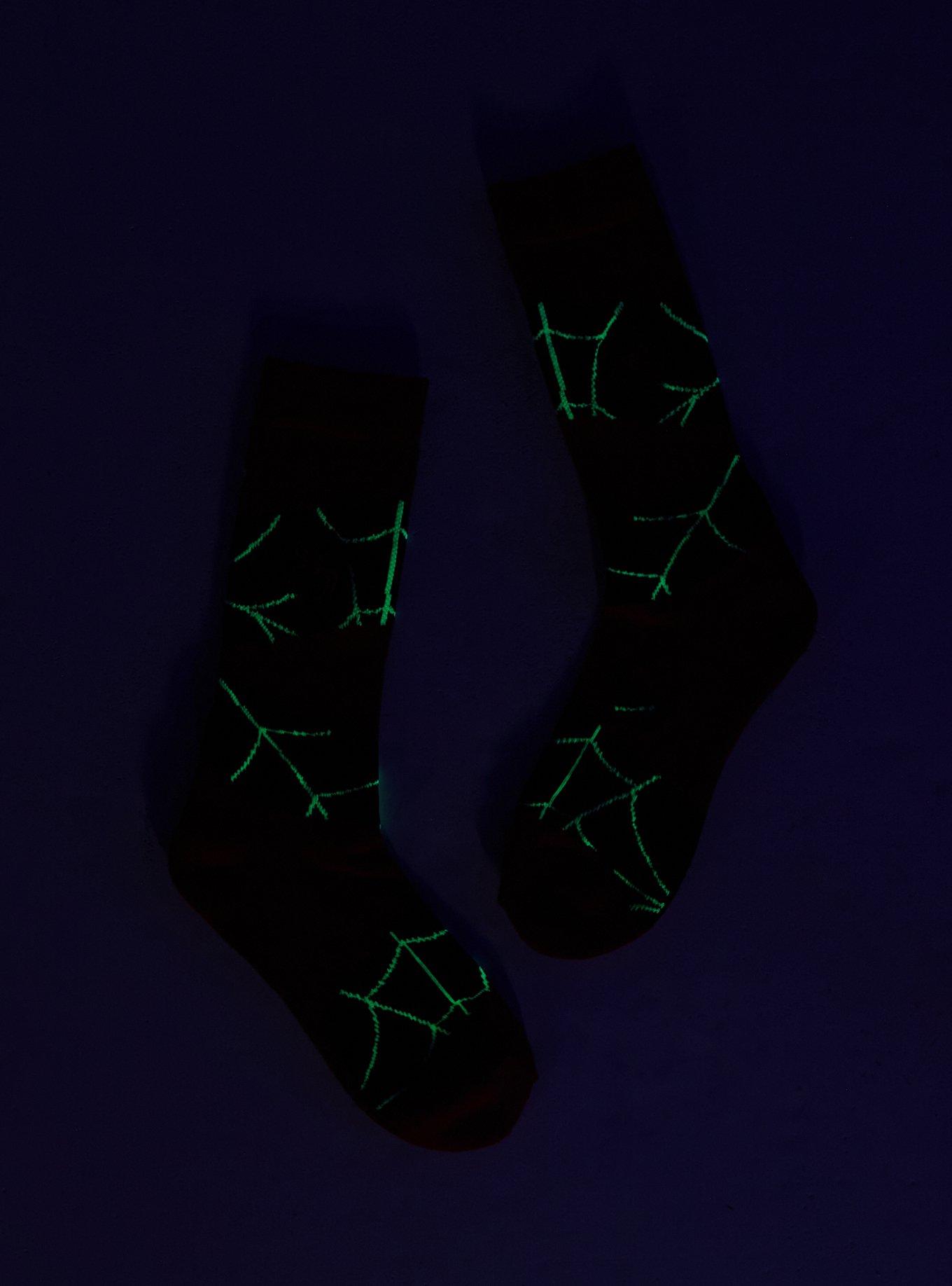 Marvel Spider-Man Glow-In-The-Dark Spiderweb Crew Socks, , alternate