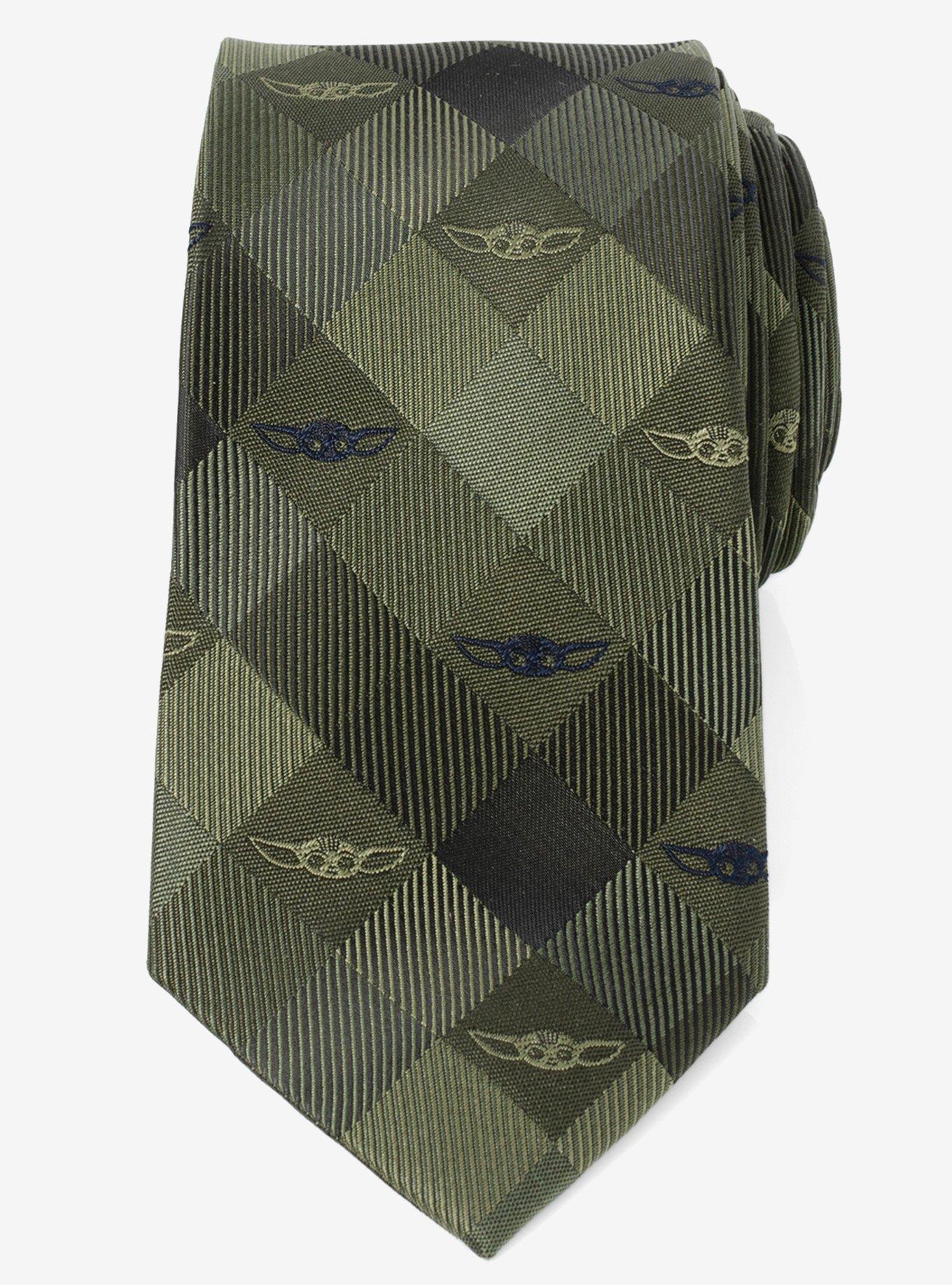 Star Wars The Mandalorian Grogu Plaid Green Tie, , alternate