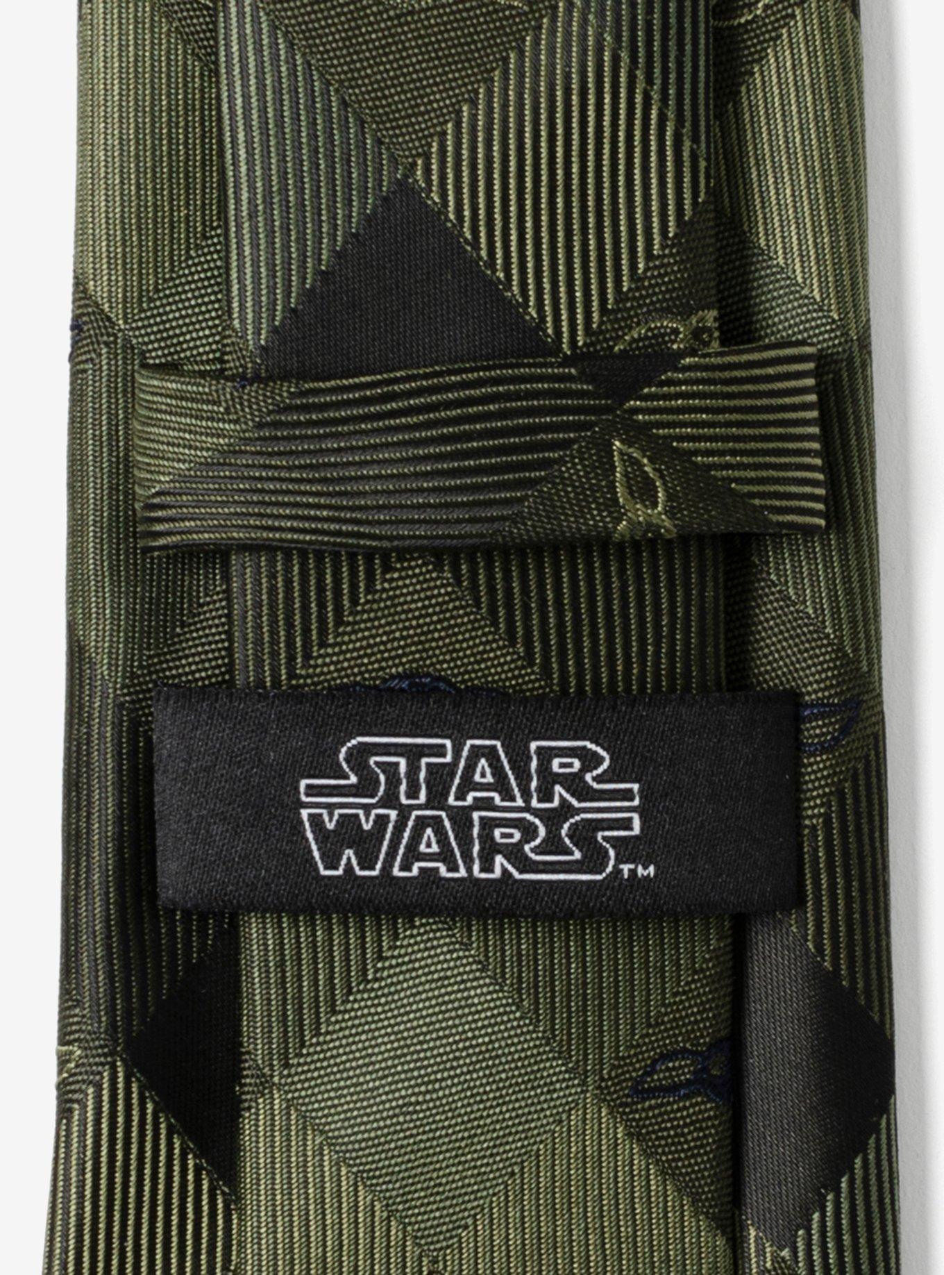 Star Wars The Mandalorian Grogu Plaid Green Tie, , alternate