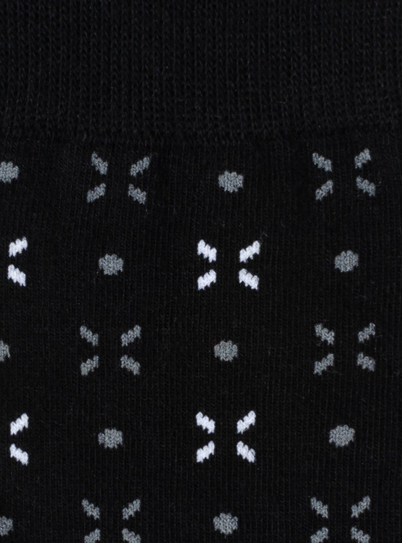 Dot Patterned Black Crew Socks, , alternate