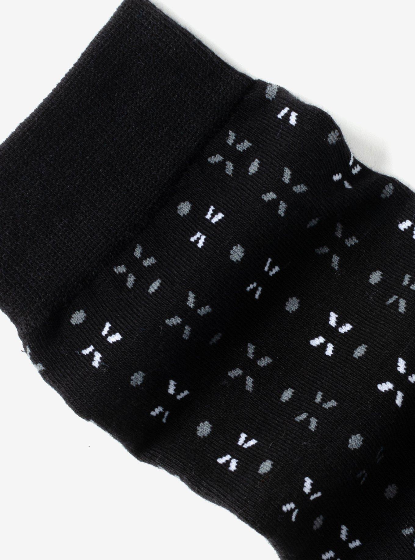 Dot Patterned Black Crew Socks, , alternate