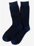 Grid Navy Crew Socks, , alternate