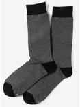 Striped Gray Black Crew Socks, , alternate
