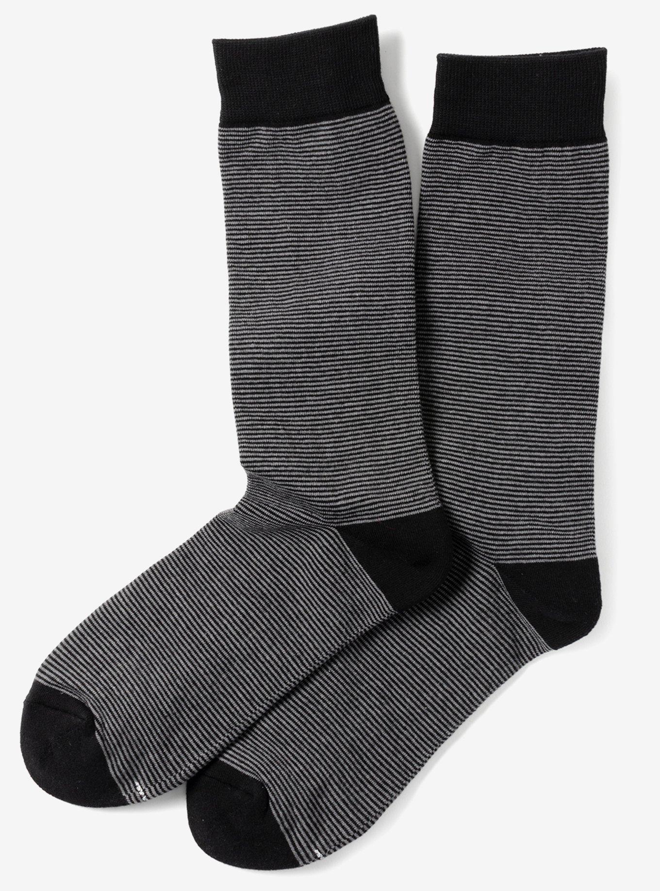 Striped Gray Black Crew Socks, , hi-res