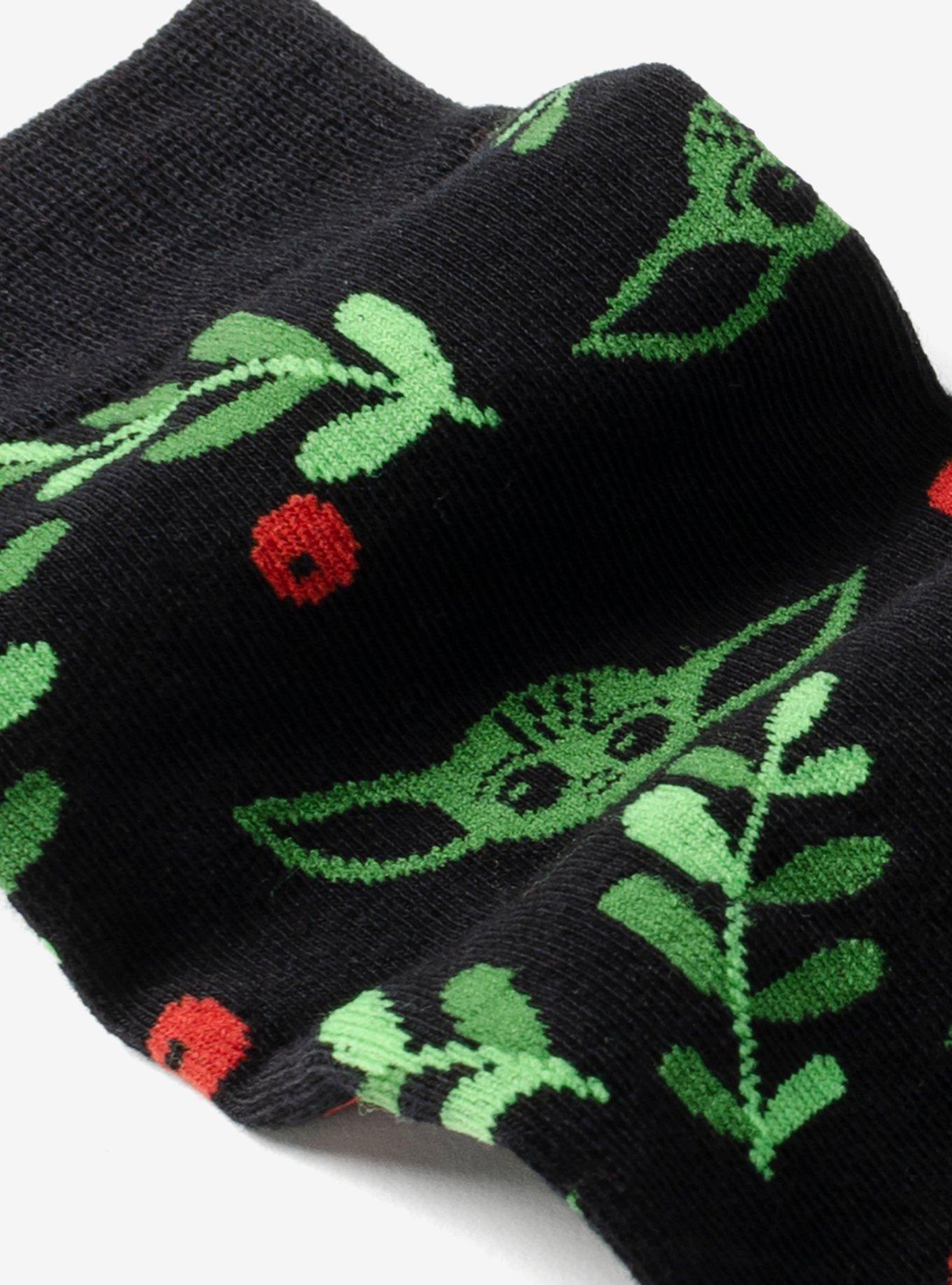 Star Wars The Mandalorian Grogu Holiday Black Crew Socks, , alternate