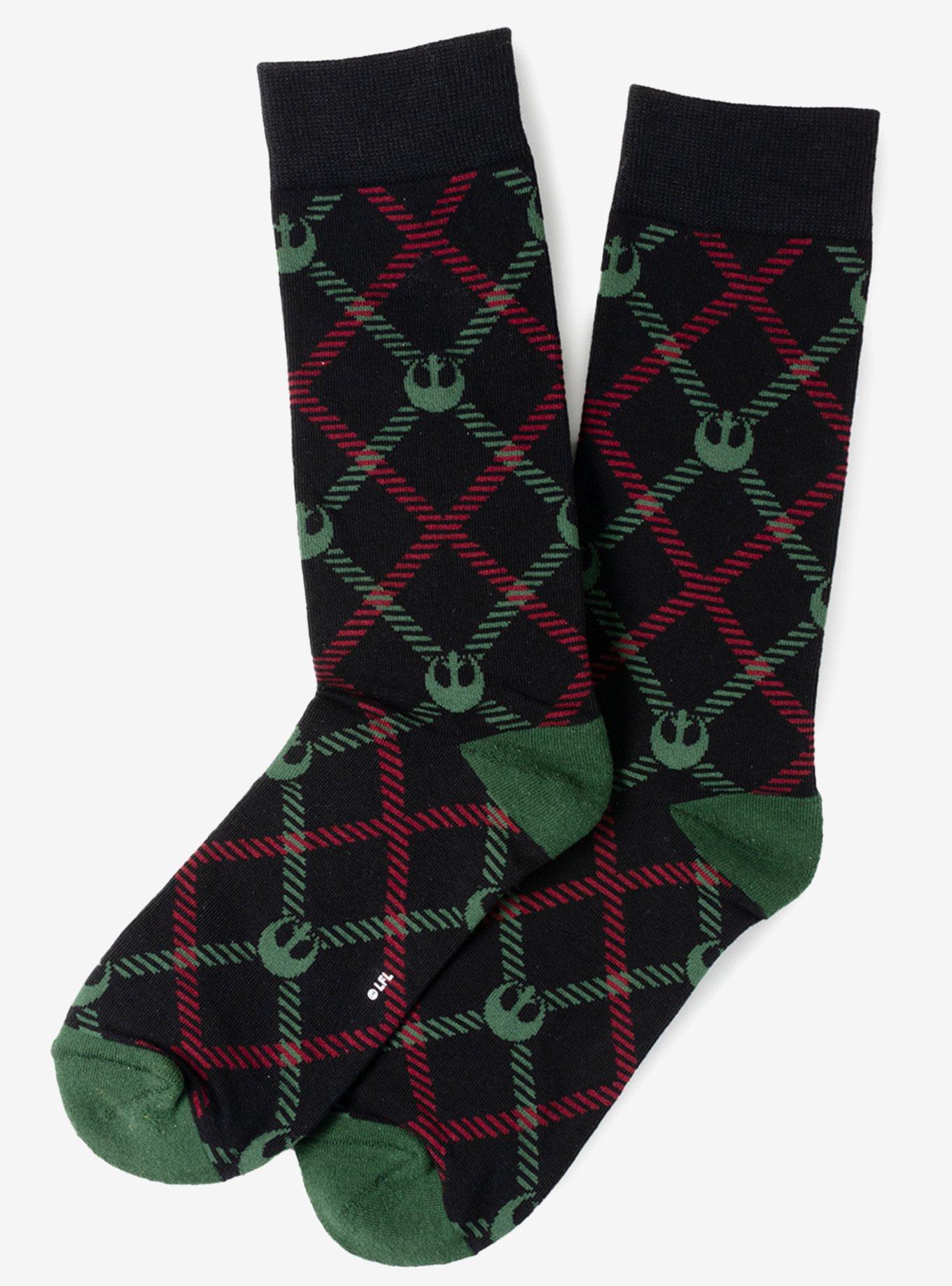 Star Wars Rebel Green Red Plaid Crew Socks, , hi-res