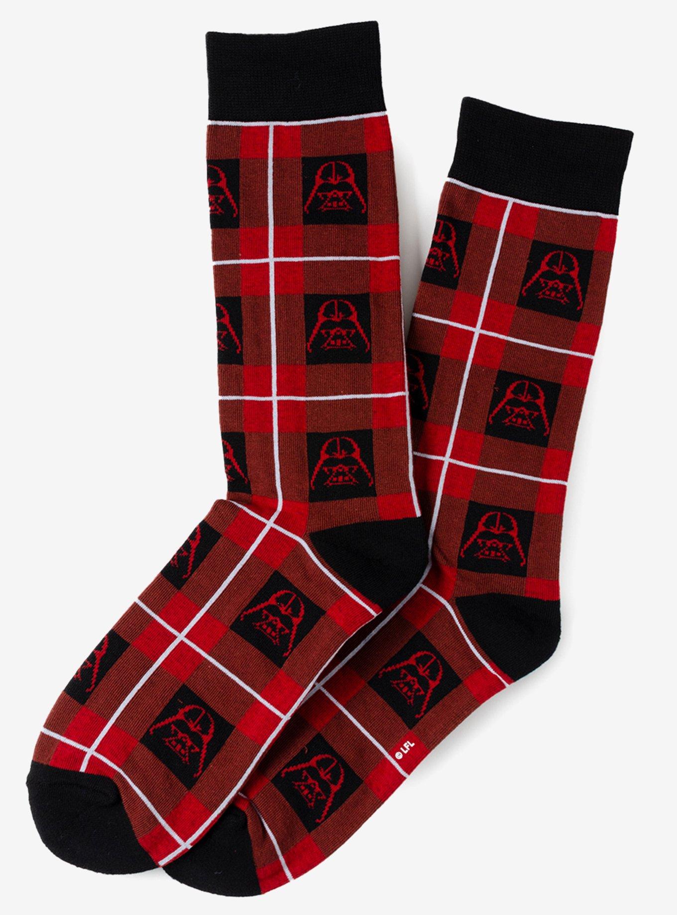 Star Wars Vader Plaid Black Crew Socks, , hi-res