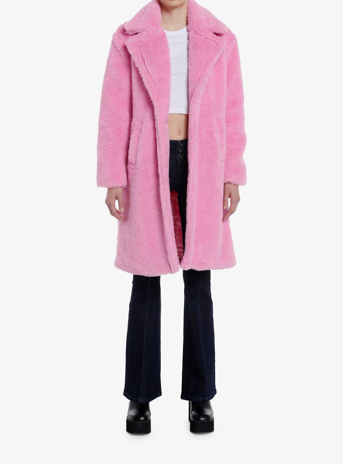 Azalea Wang Pink Faux Fur Girls Coat, , hi-res