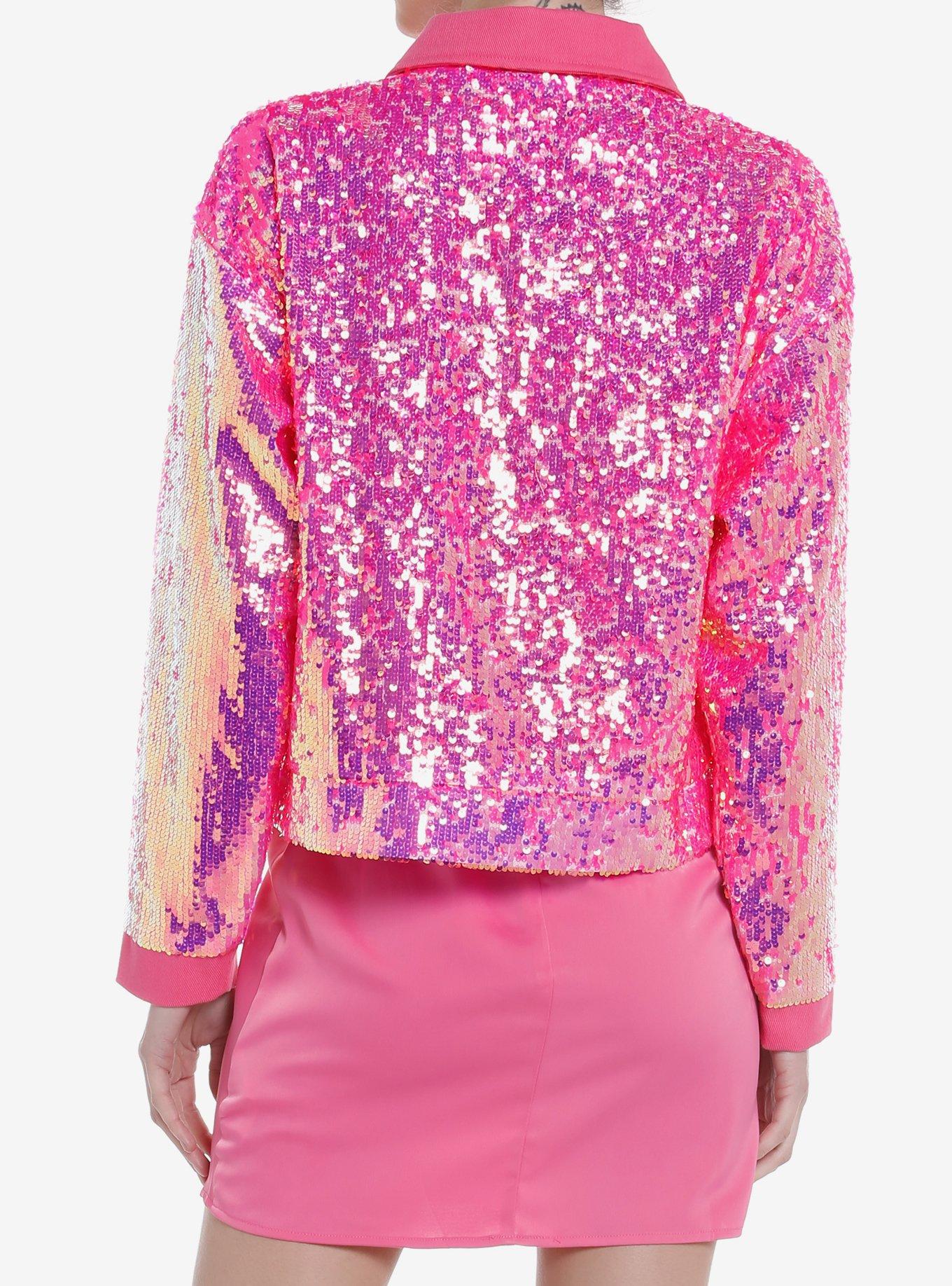 Azalea Wang Pink & Purple Sequin Girls Denim Jacket, PURPLE, alternate