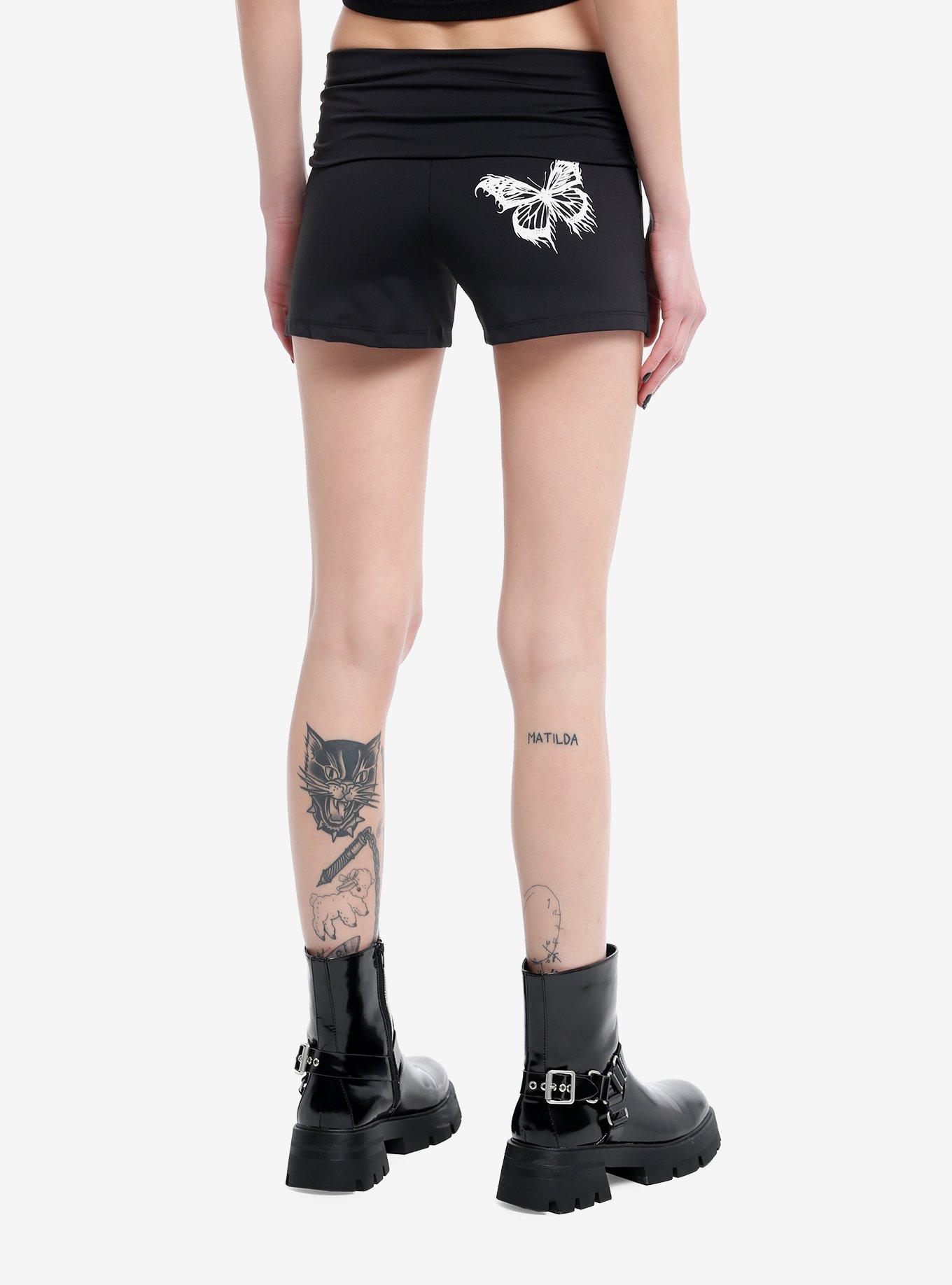 Black Butterfly Girls Bike Shorts, , hi-res