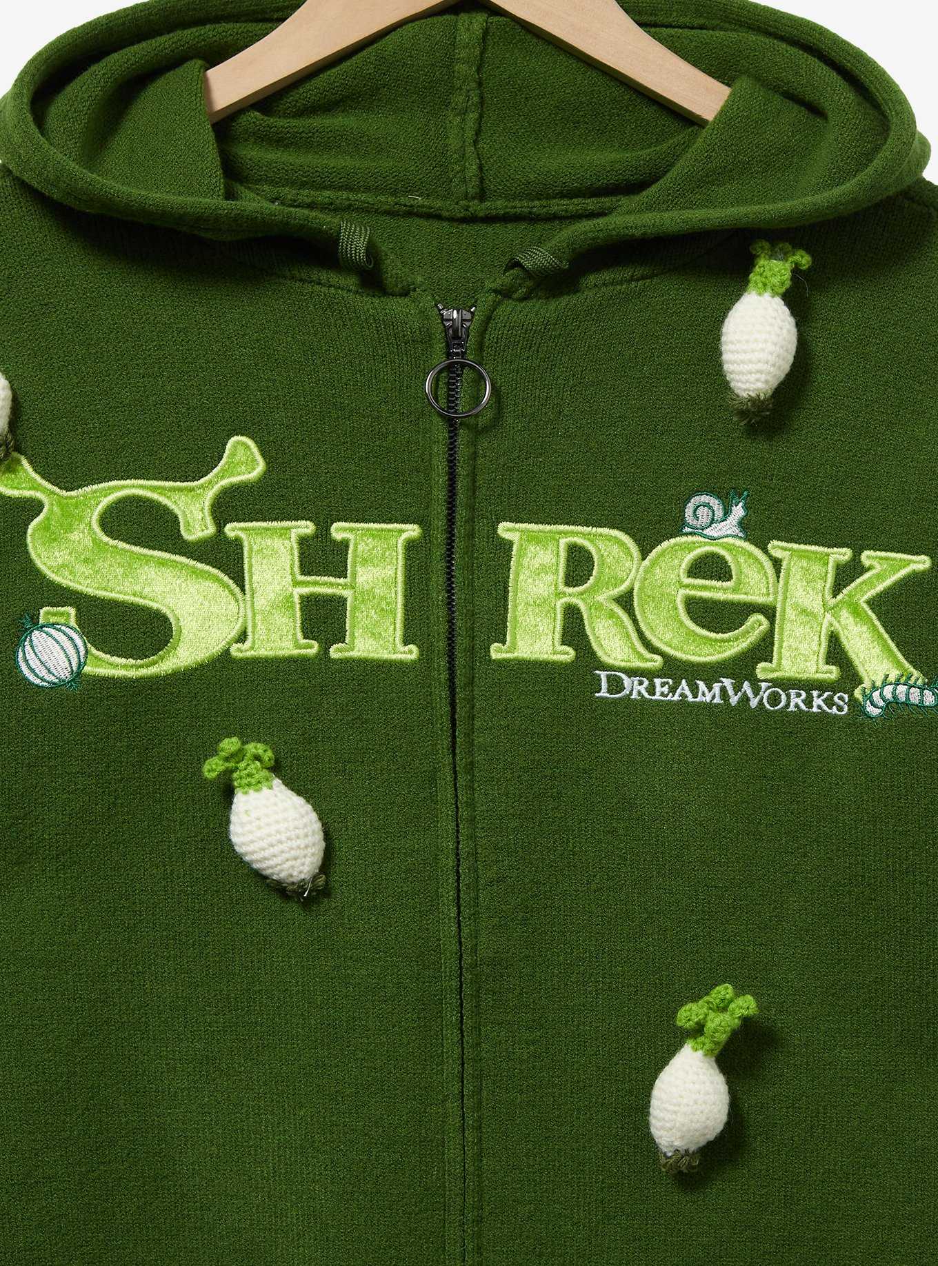 Shrek Logo Onion Knit Zippered Women's Plus Size Hoodie - BoxLunch Exclusive, , hi-res