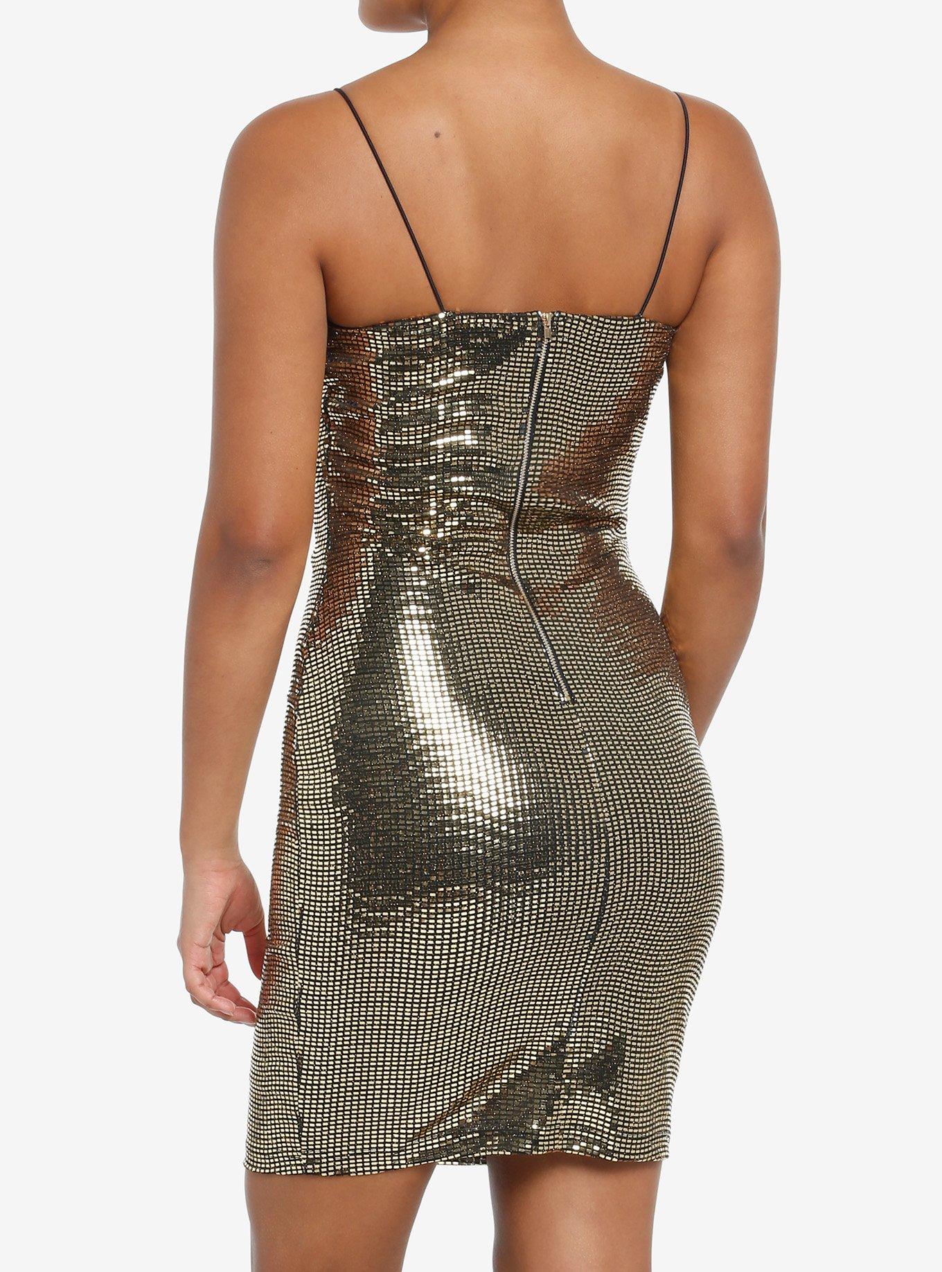 Gold Sequin Mini Dress, SILVER, alternate