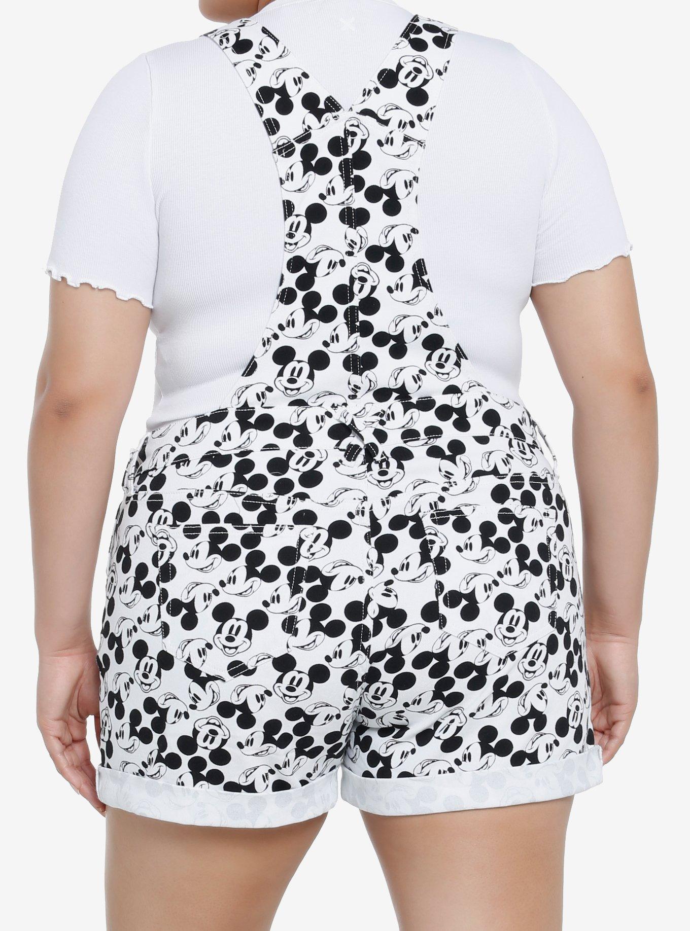 Disney Mickey Mouse Black & White Shortalls Plus Size, BLACK  WHITE, alternate