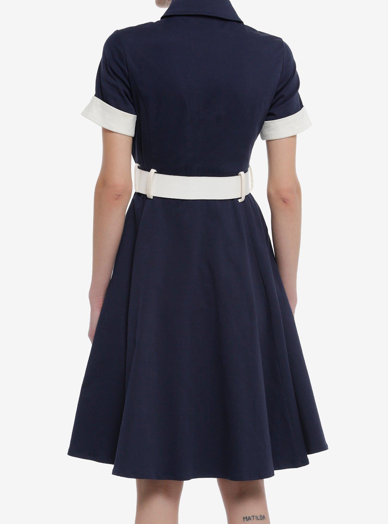 Her Universe Doctor Who Retro Dress With Belt Her Universe Exclusive, NAVY  WHITE, alternate