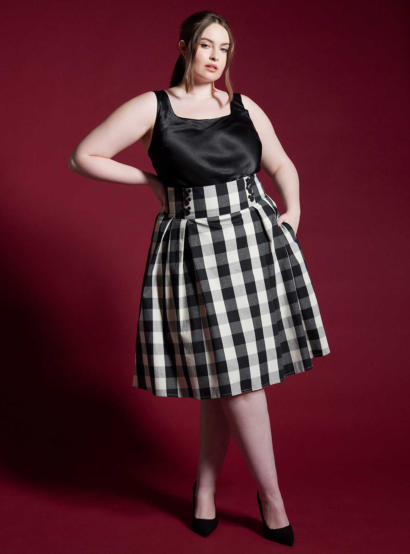 Her Universe Disney Mickey Mouse Checkered Retro Skirt Plus Size Her Universe Exclusive, , hi-res