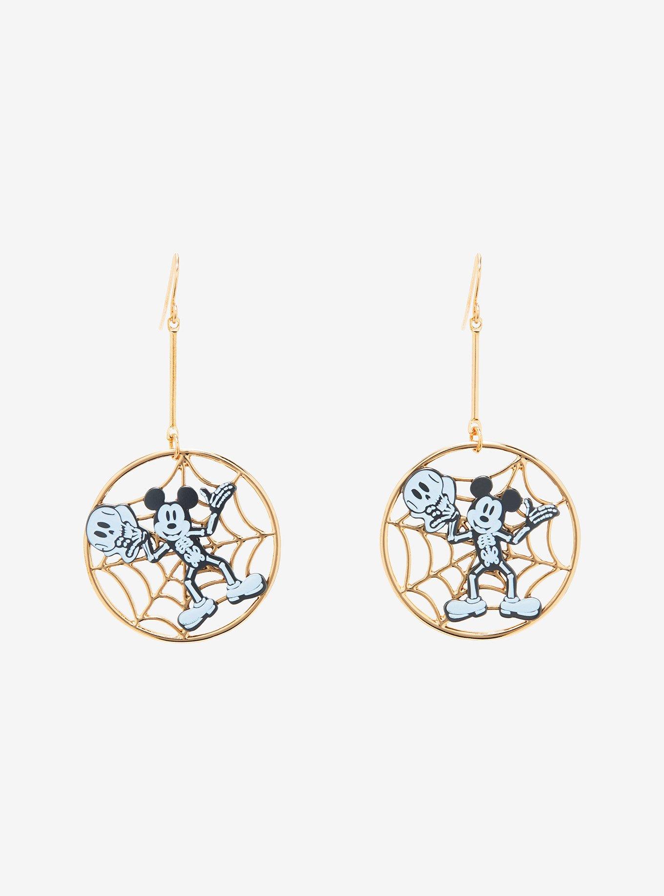 Disney100 Mickey Mouse Skeleton Web Drop Earrings, , alternate