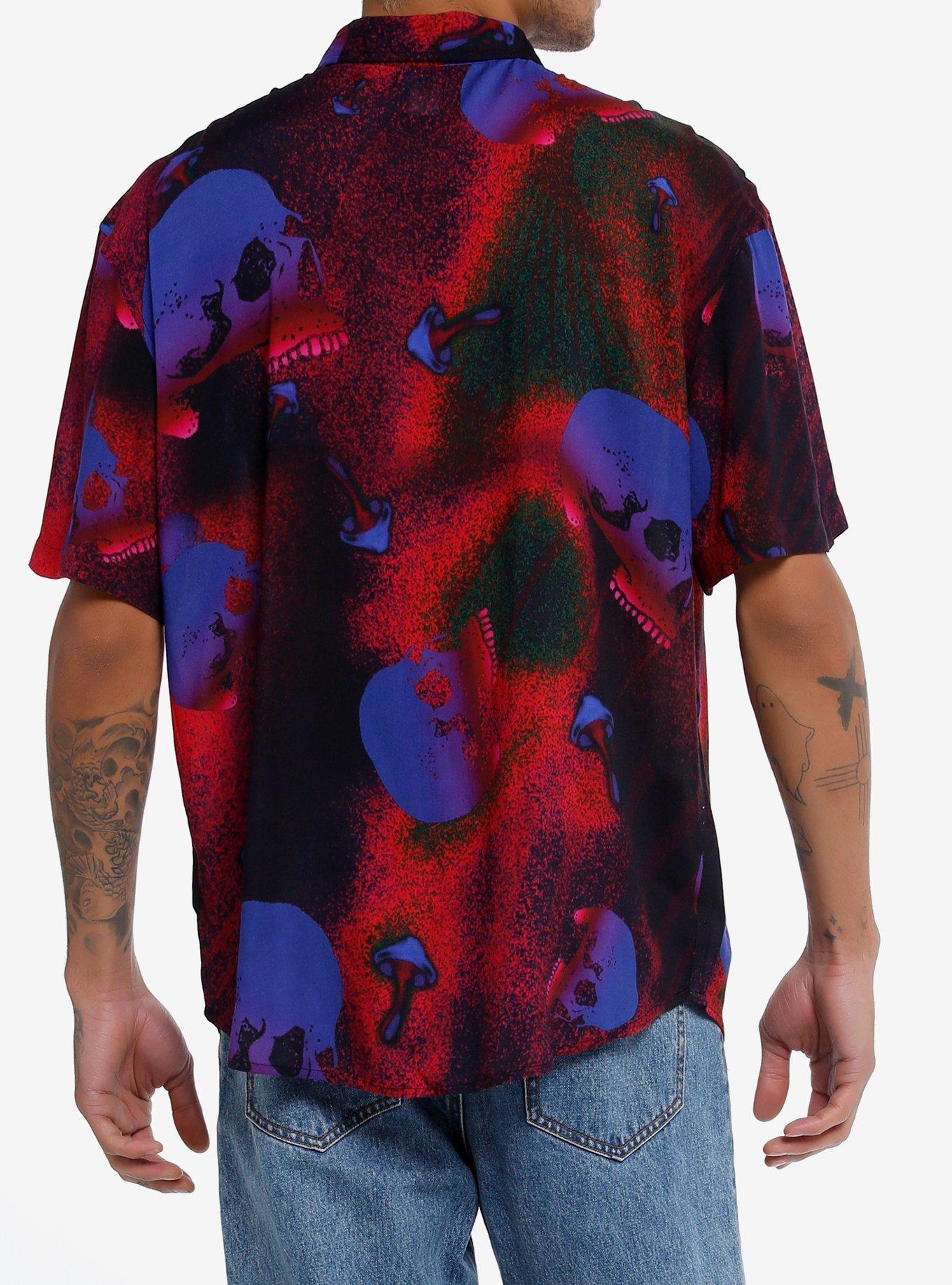 Skulls & Mushrooms Oversized Woven Button-Up, MULTI, alternate