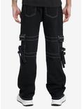 Black & White Contrast Stitch Cargo Pants, , alternate