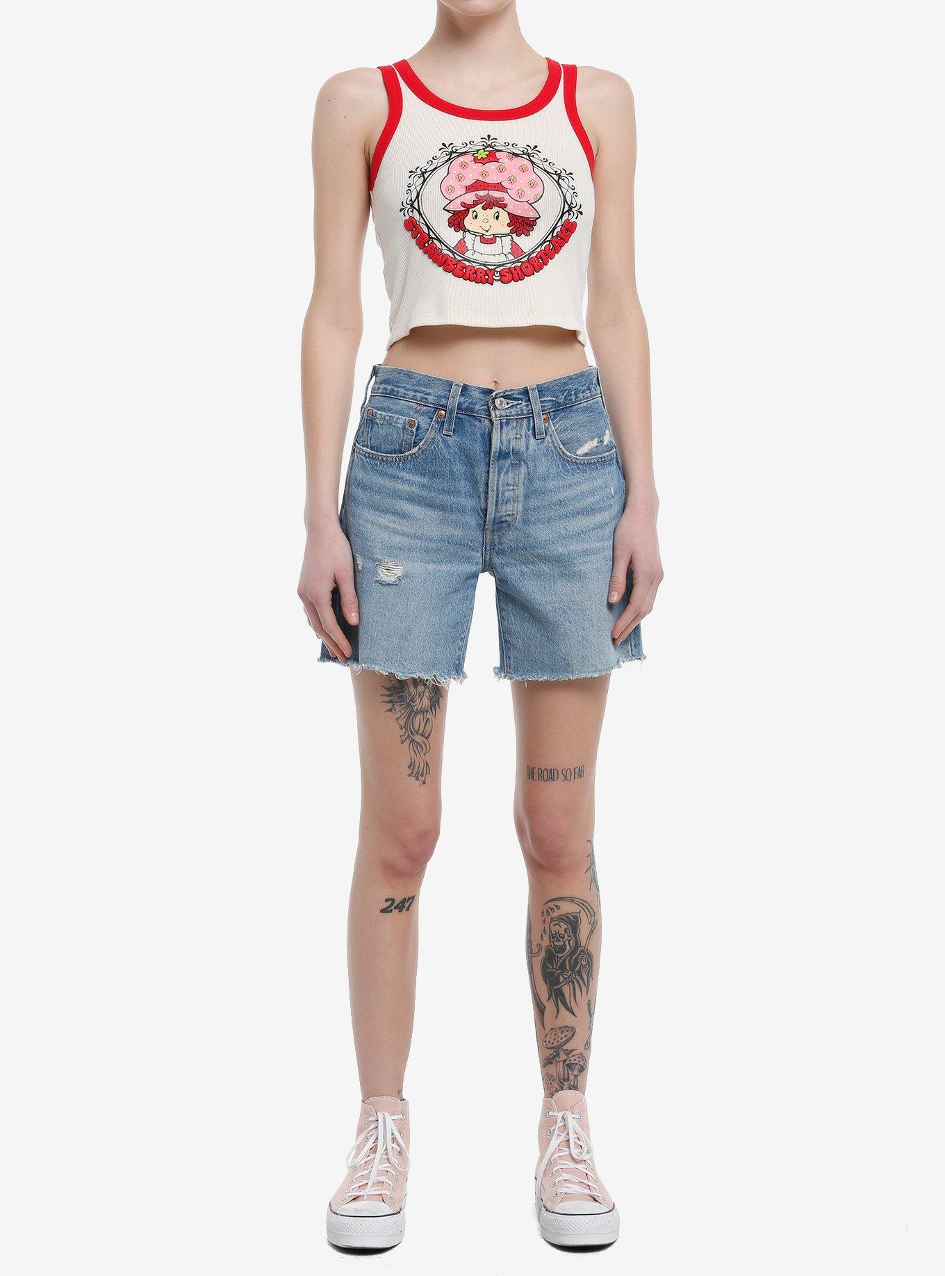 Strawberry Shortcake Vintage Frame Ribbed Girls Crop Tank Top, , hi-res