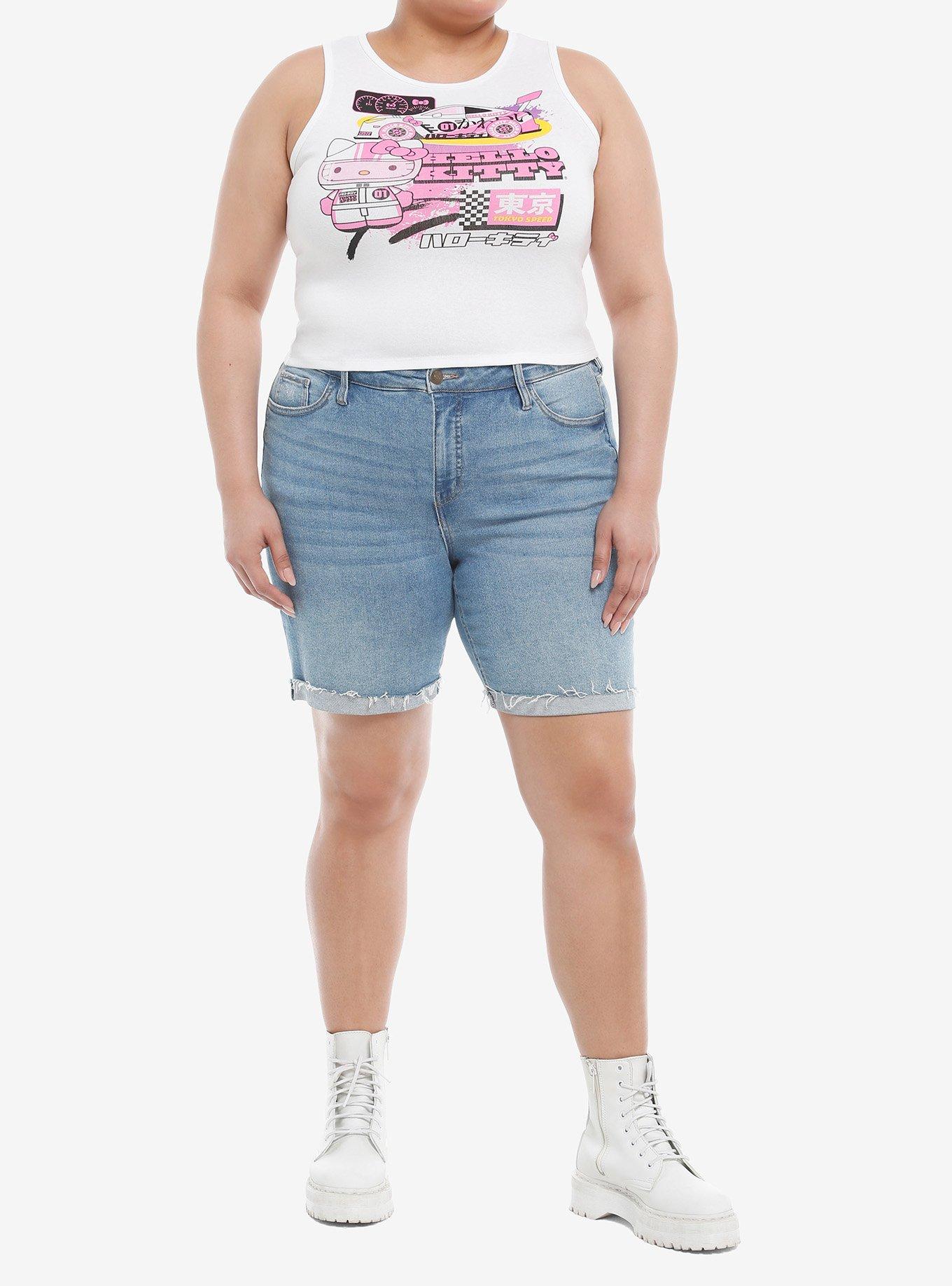 Hello Kitty Racer Girls Crop Tank Top Plus Size, , hi-res