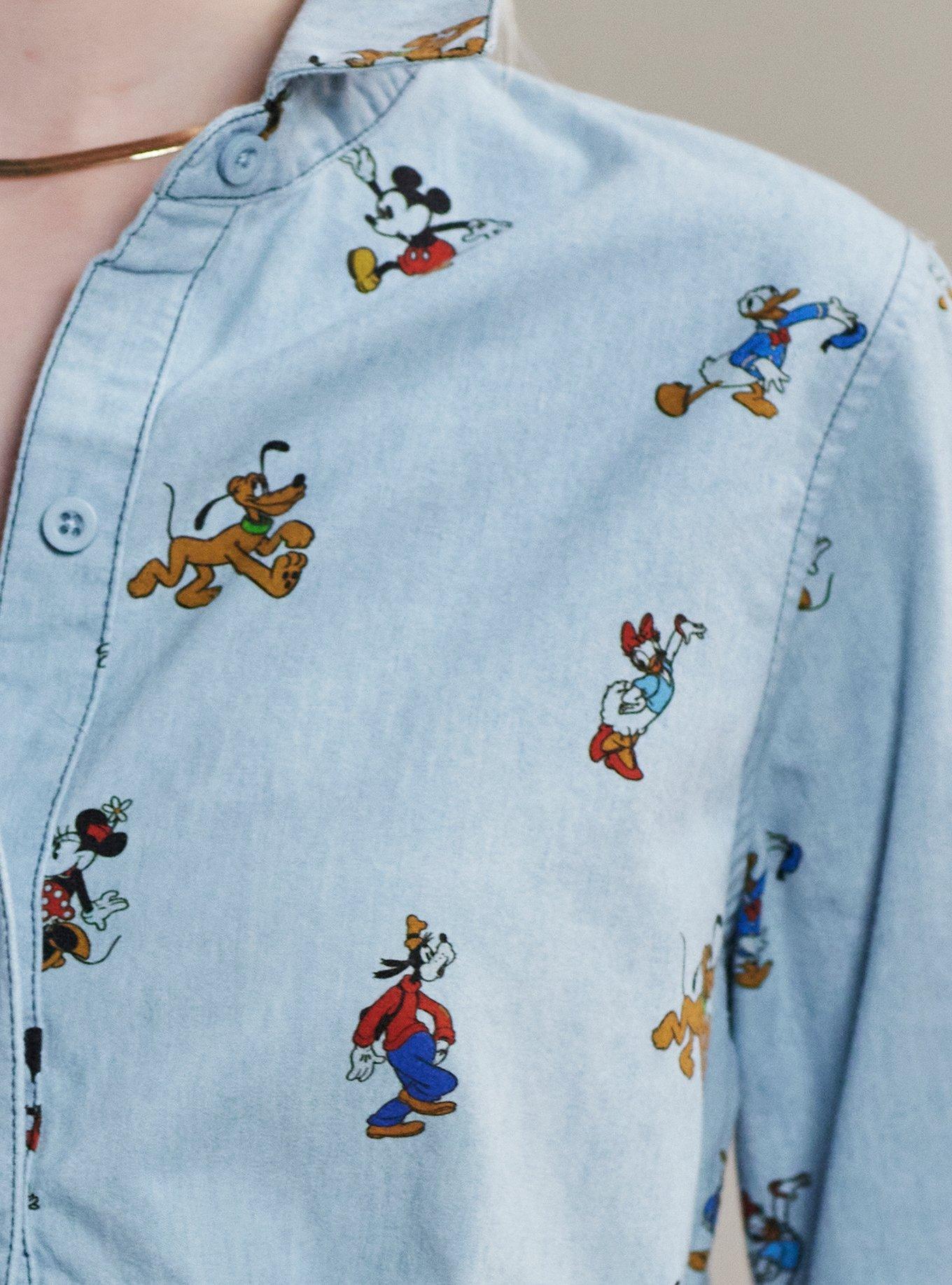 Her Universe Disney Mickey Mouse And Friends Denim Long-Sleeve Woven Button-Up Her Universe Exclusive, MULTI, alternate