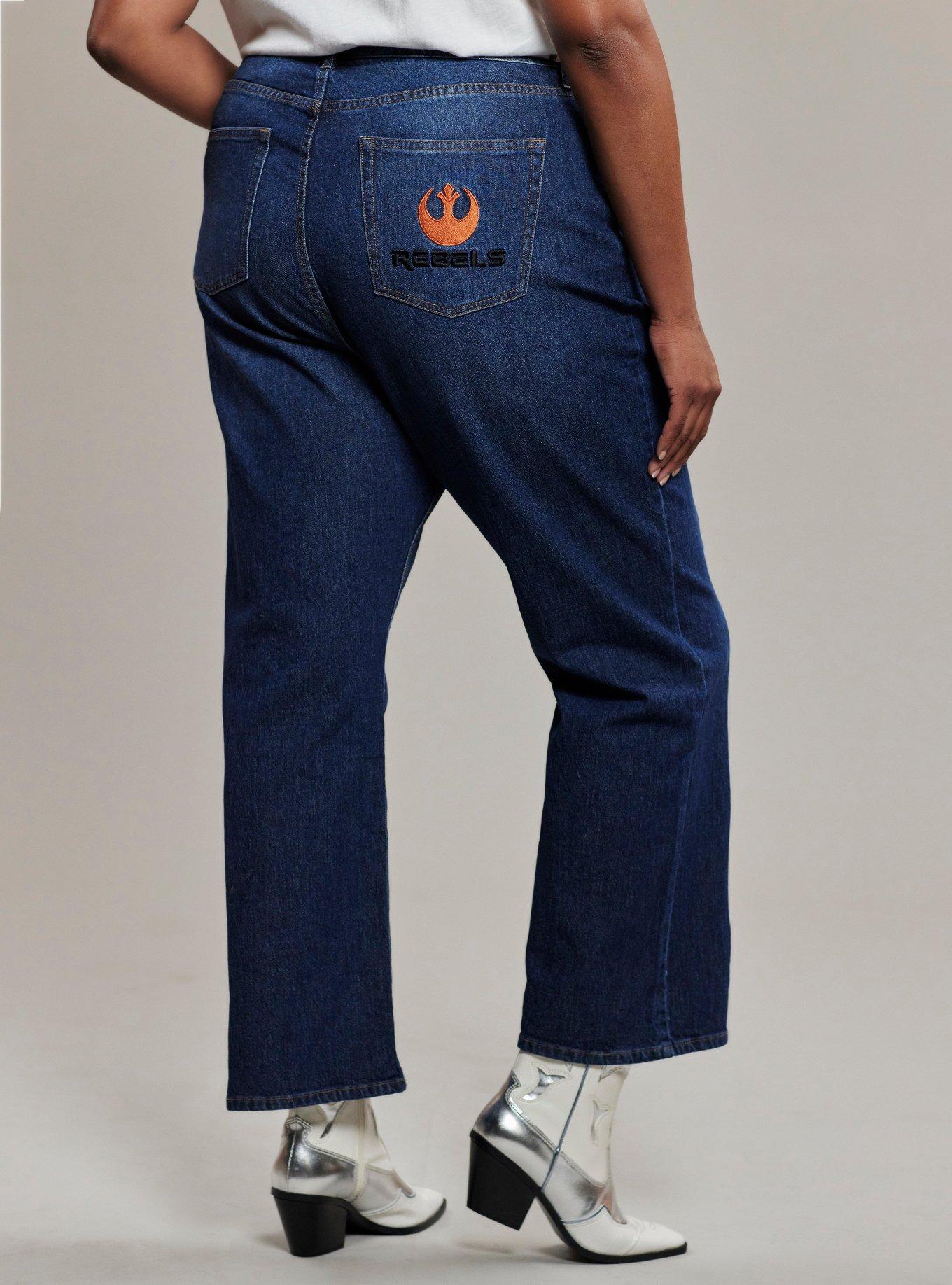 Her Universe Star Wars Rebels Faces Vintage Fit Denim Pants Plus Size Her Universe Exclusive, DARK WASH, alternate