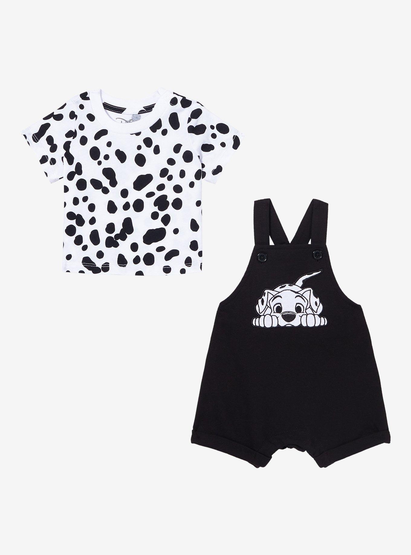 Disney 101 Dalmatians Infant T-Shirt and Overall Set — BoxLunch Exclusive, BLACK AND WHITE DOT, alternate