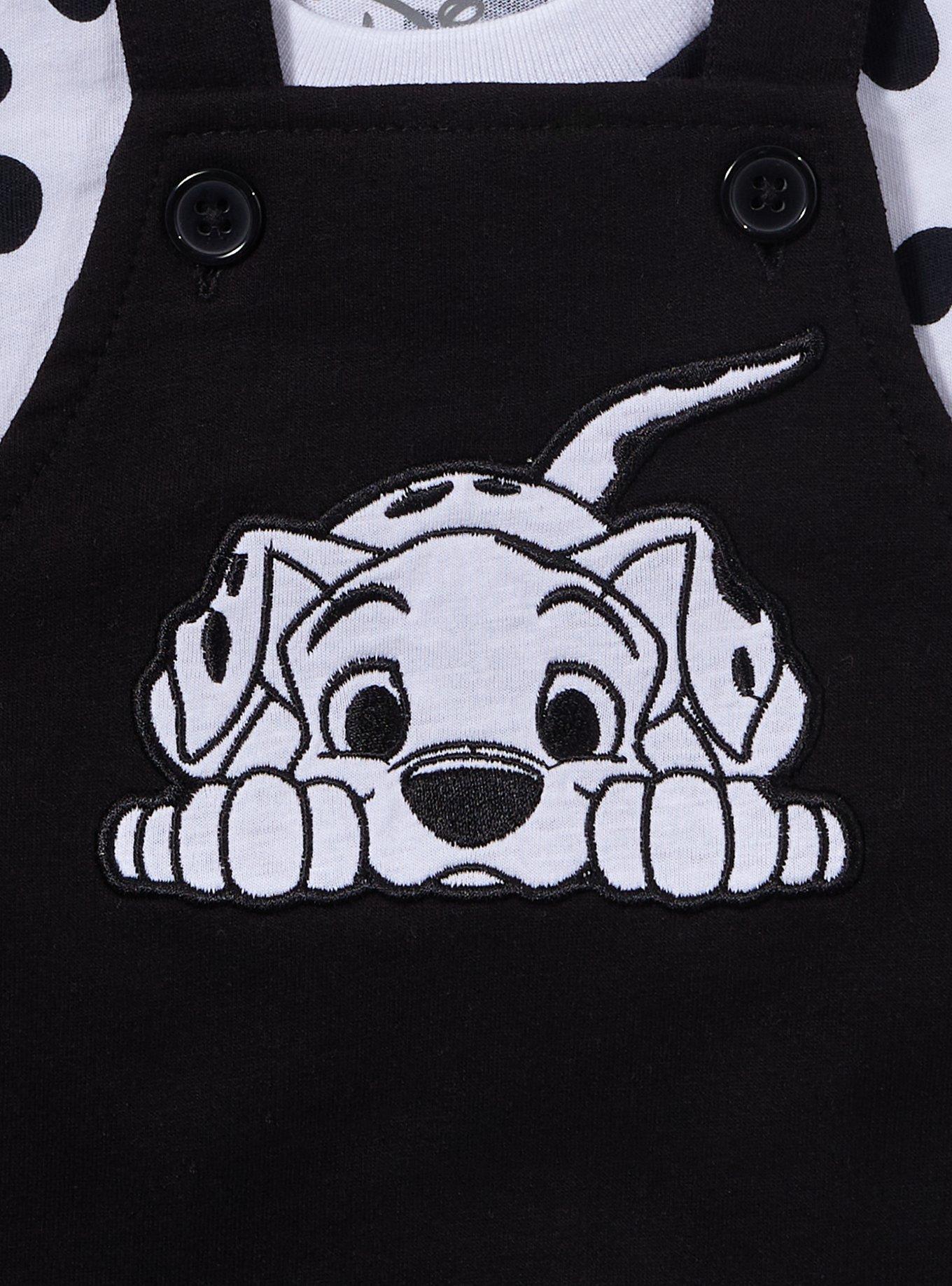 Disney 101 Dalmatians Infant T-Shirt and Overall Set — BoxLunch Exclusive, BLACK AND WHITE DOT, alternate