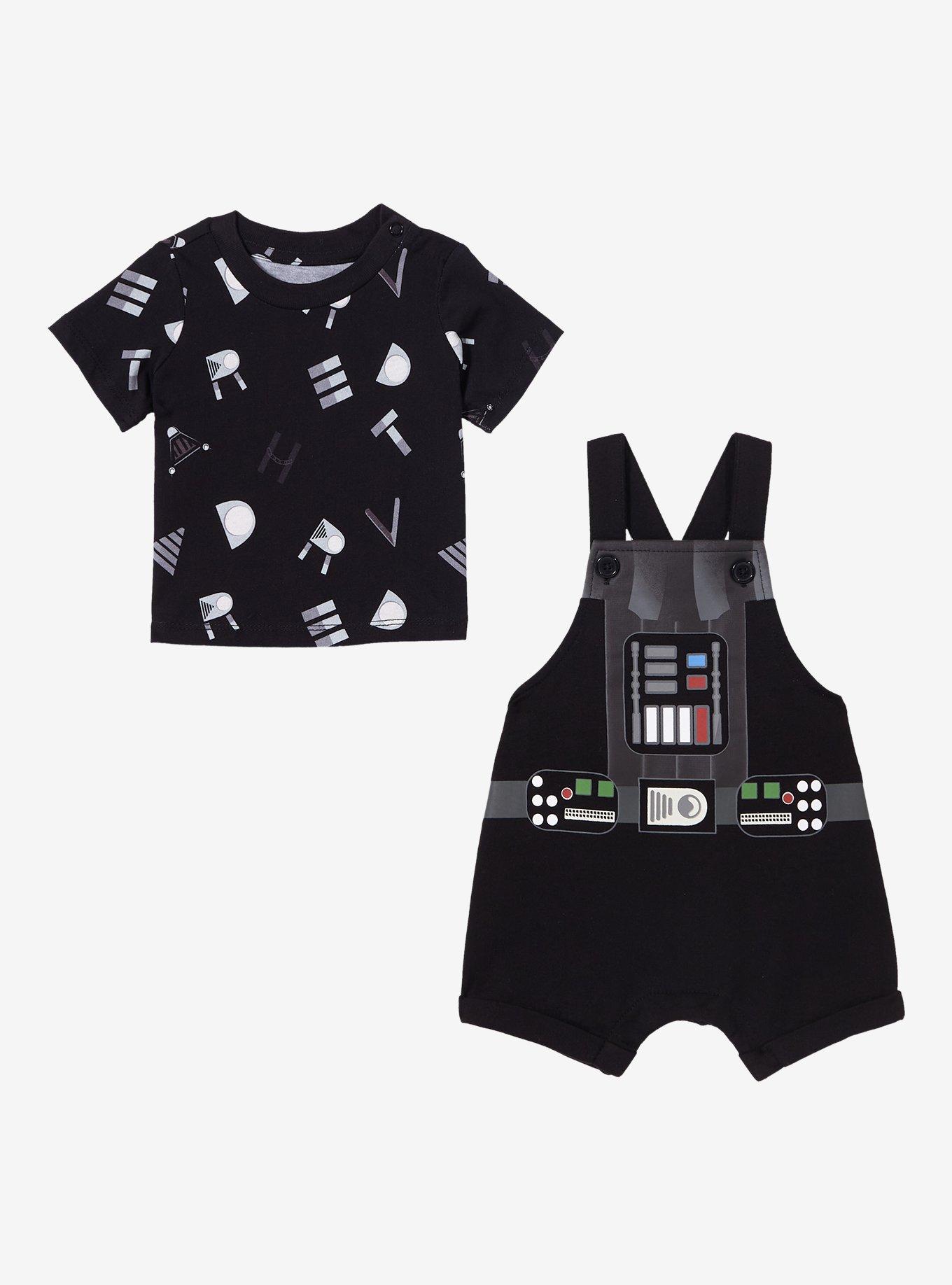 Star Wars Darth Vader Uniform Infant T-Shirt and Overall Set - BoxLunch Exclusive, BLACK, alternate