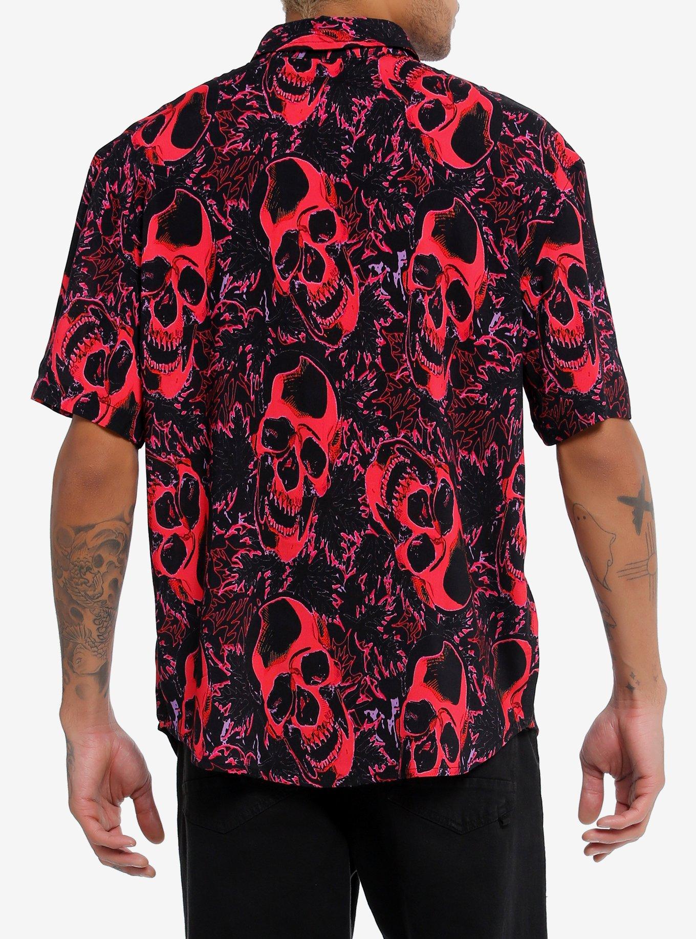 Warped Skulls Oversized Woven Button-Up, MULTI, alternate