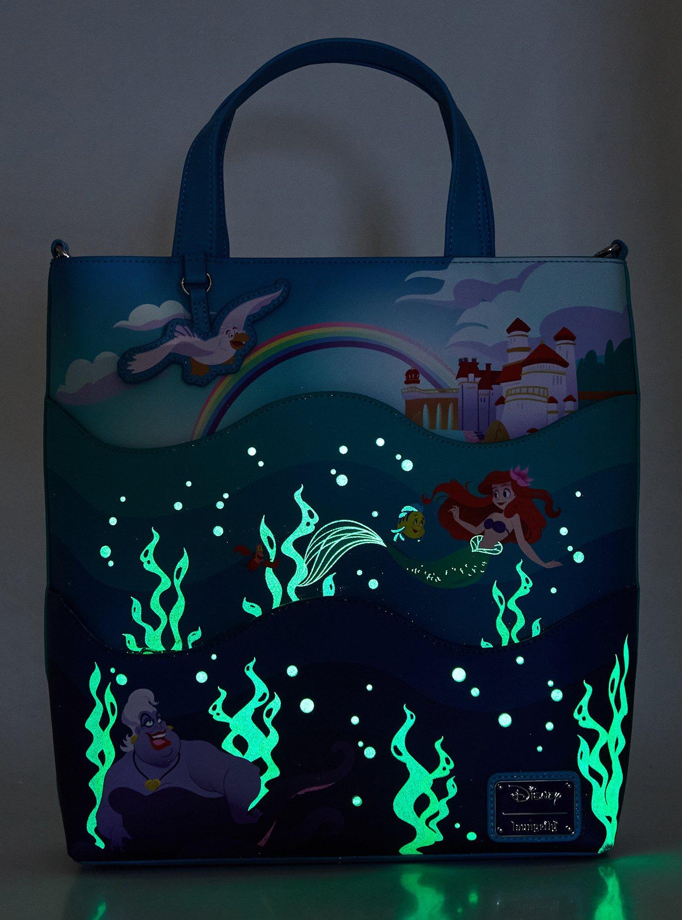 Loungefly Disney The Little Mermaid 35th Anniversary Ocean Scene Glow-in-the-Dark Tote Bag, , alternate