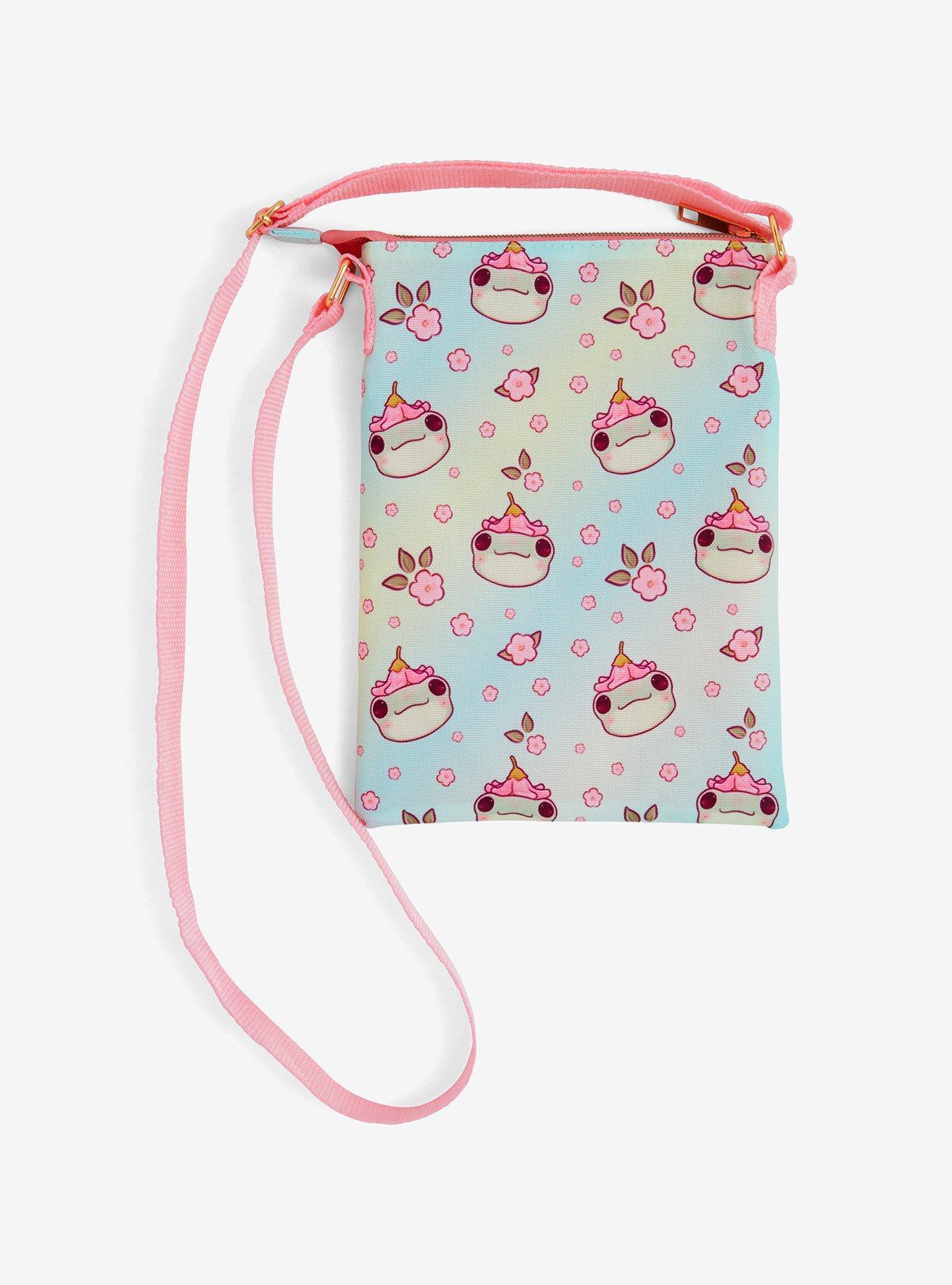 Frog Sakura Flower Passport Crossbody Bag By Naomi Lord Art, , alternate