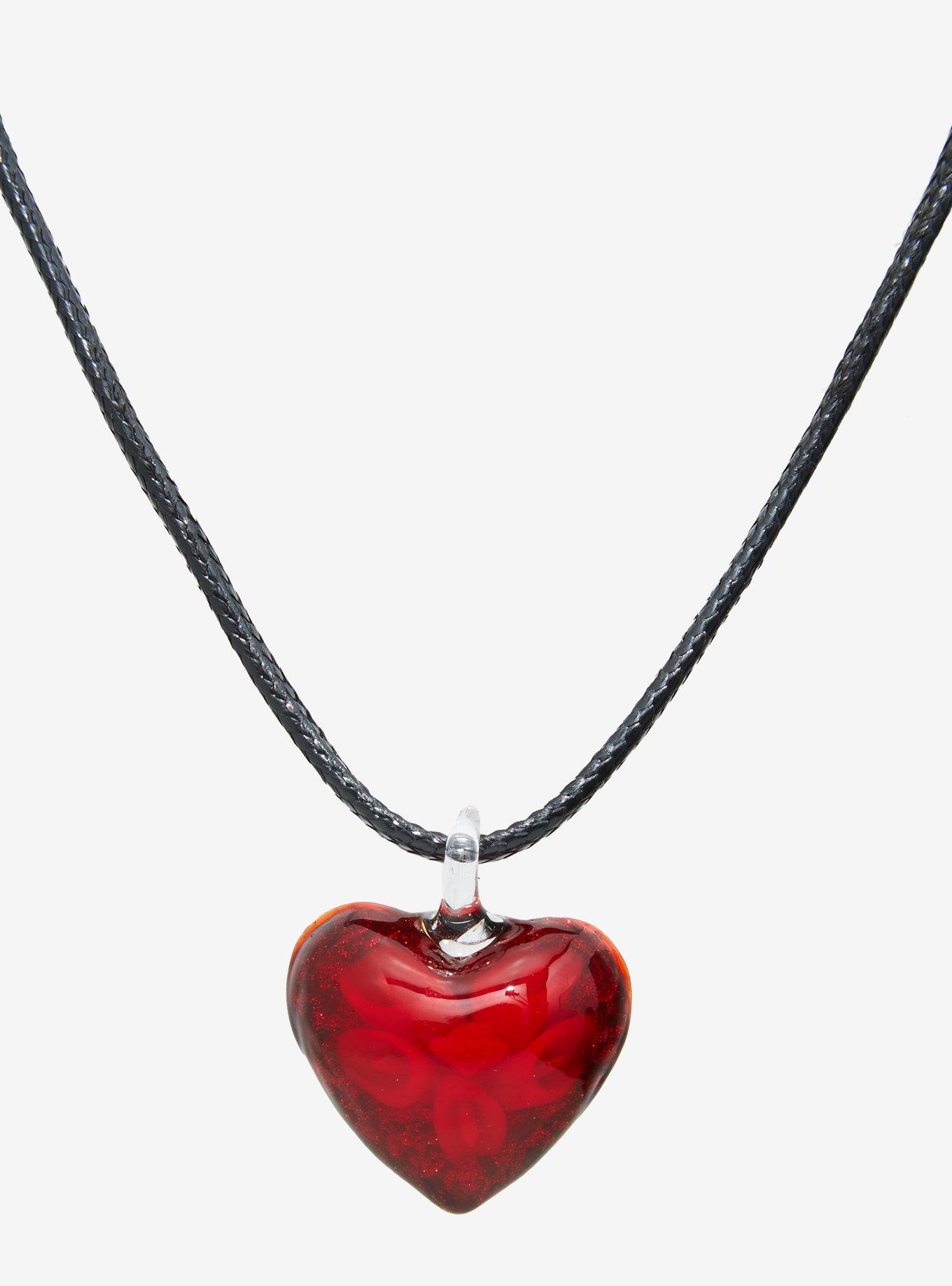 Glitter Red Heart Cord Necklace, , alternate