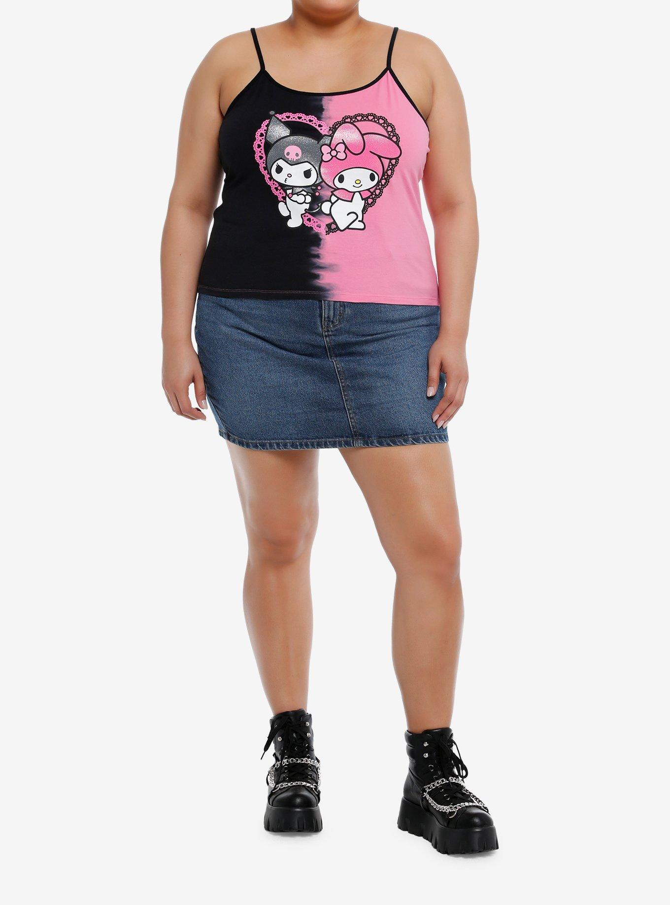 My Melody & Kuromi Glitter Heart Split Dye Girls Tank Top Plus Size, , hi-res