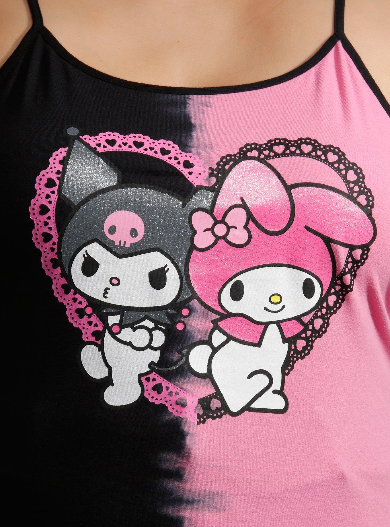 My Melody & Kuromi Glitter Heart Split Dye Girls Tank Top Plus Size, PINK, alternate