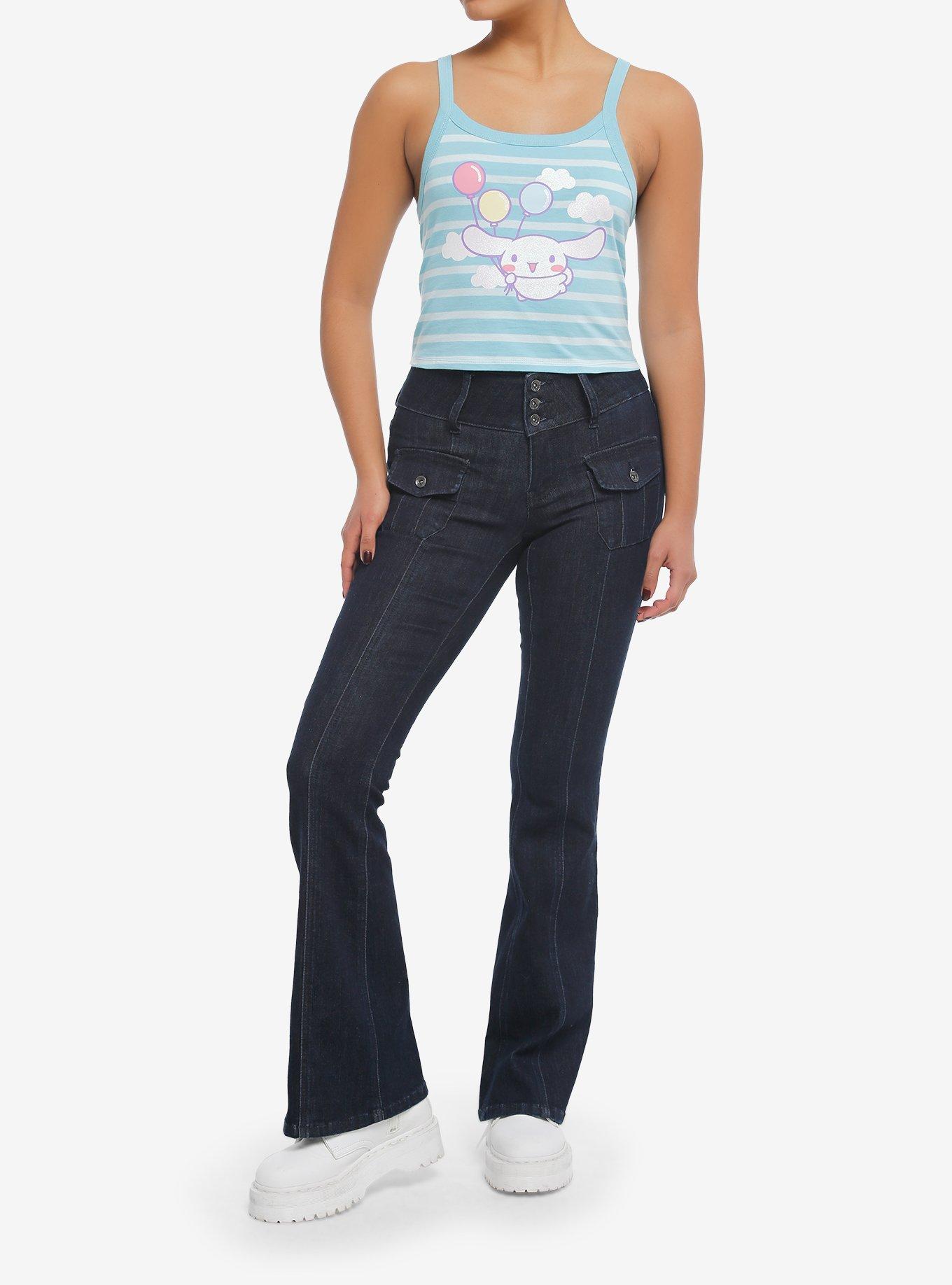 Cinnamoroll Glitter Striped Girls Crop Tank Top, MULTI, alternate