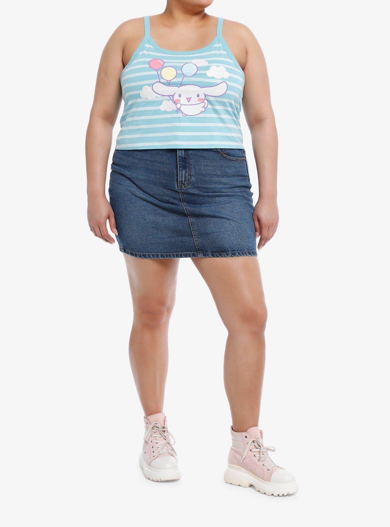 Cinnamoroll Glitter Striped Girls Crop Tank Top Plus Size, MULTI, alternate