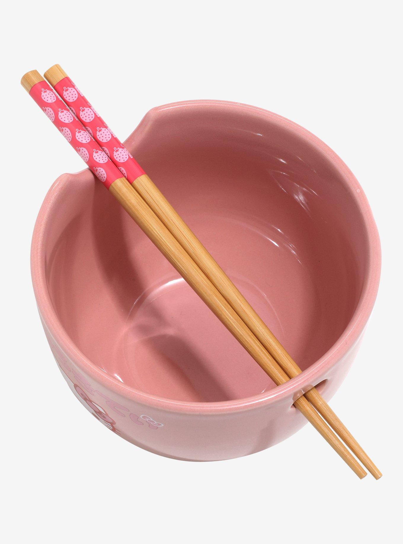 Hello Kitty Strawberry Ramen Bowl With Chopsticks