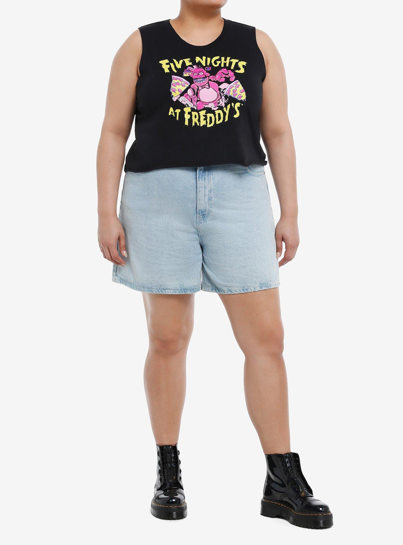 Five Nights At Freddy's Pizza Girls Crop Muscle Tank Top Plus Size, MULTI, alternate