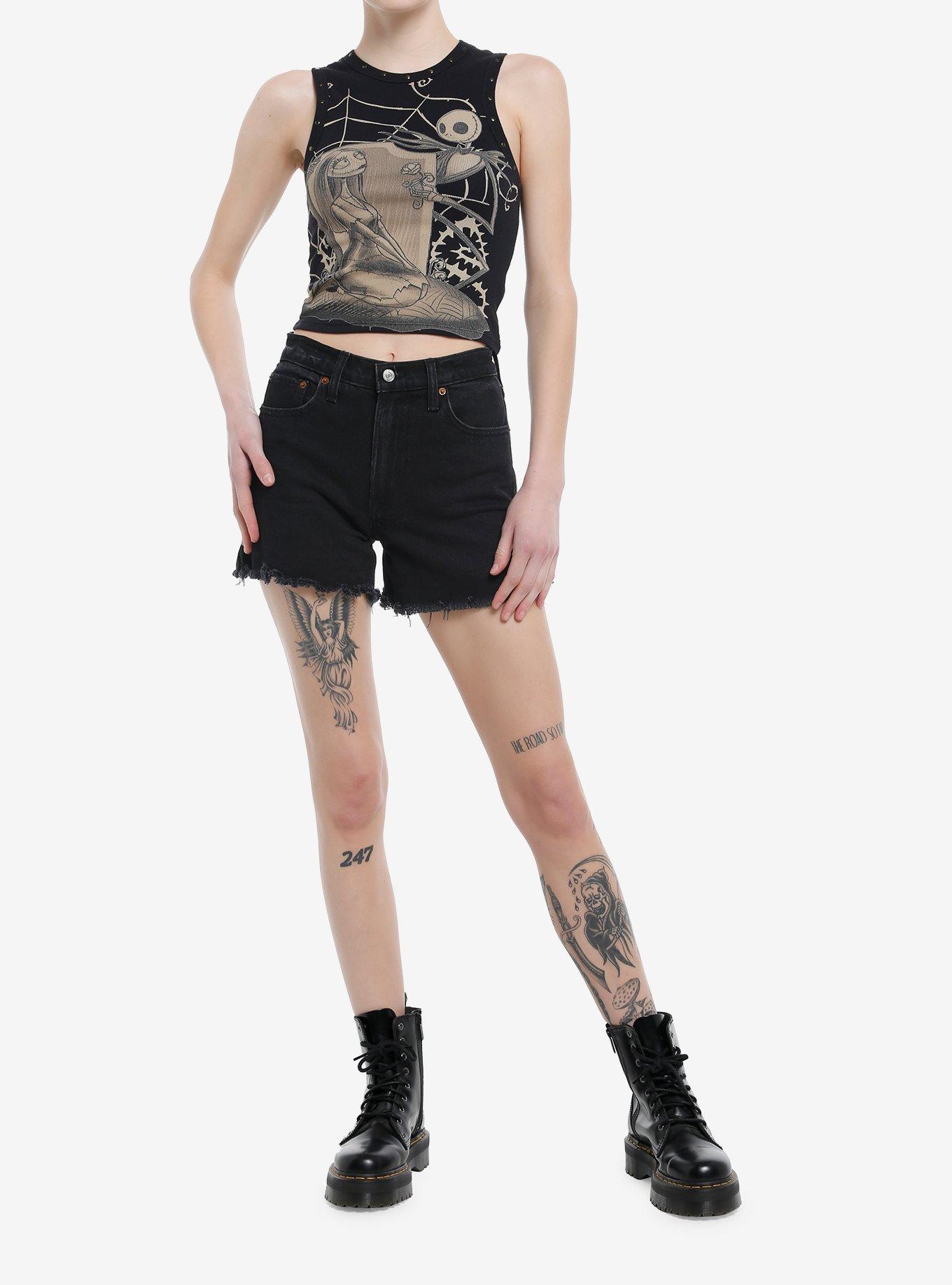 The Nightmare Before Jack & Sally Tonal Ribbed Girls Crop Tank Top, MULTI, alternate