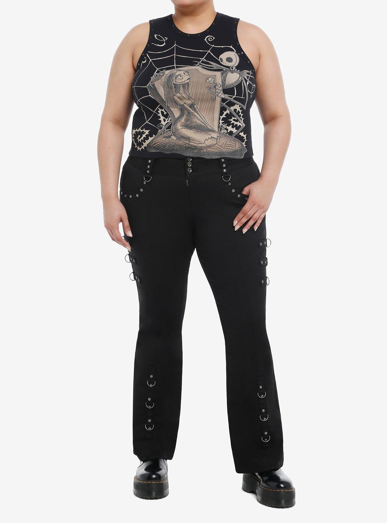 The Nightmare Before Jack & Sally Tonal Ribbed Girls Crop Tank Top Plus Size, , hi-res