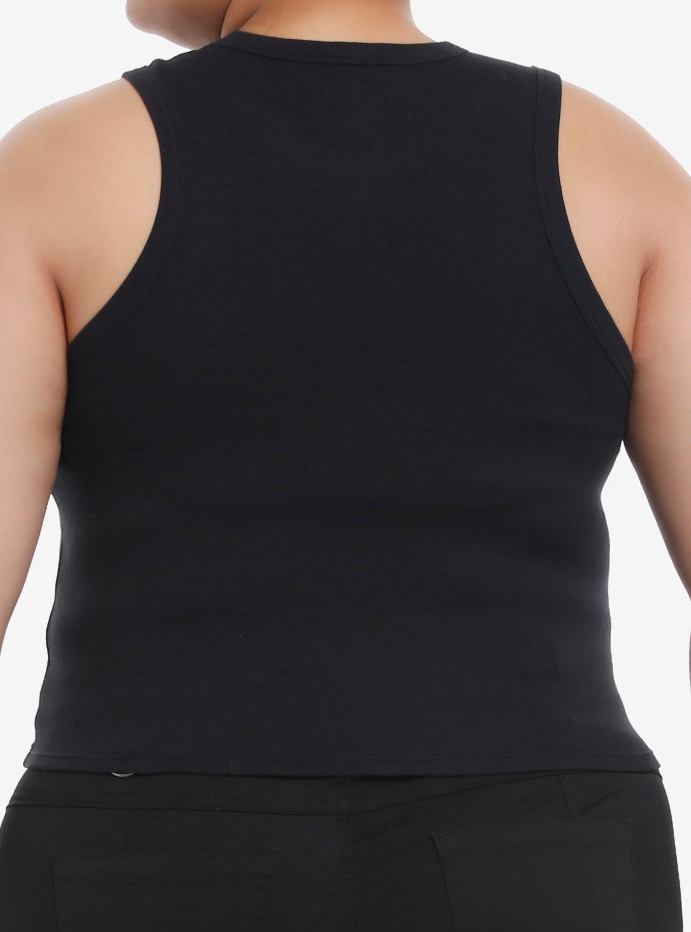 The Nightmare Before Jack & Sally Tonal Ribbed Girls Crop Tank Top Plus Size, MULTI, alternate