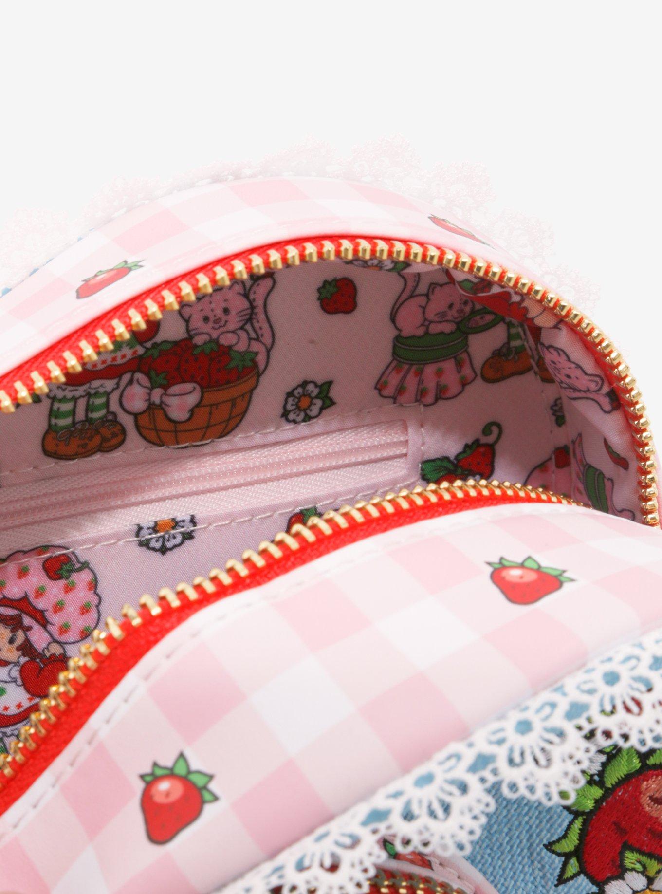 Loungefly Strawberry Shortcake Gingham Denim Heart Scented Crossbody Bag, , alternate