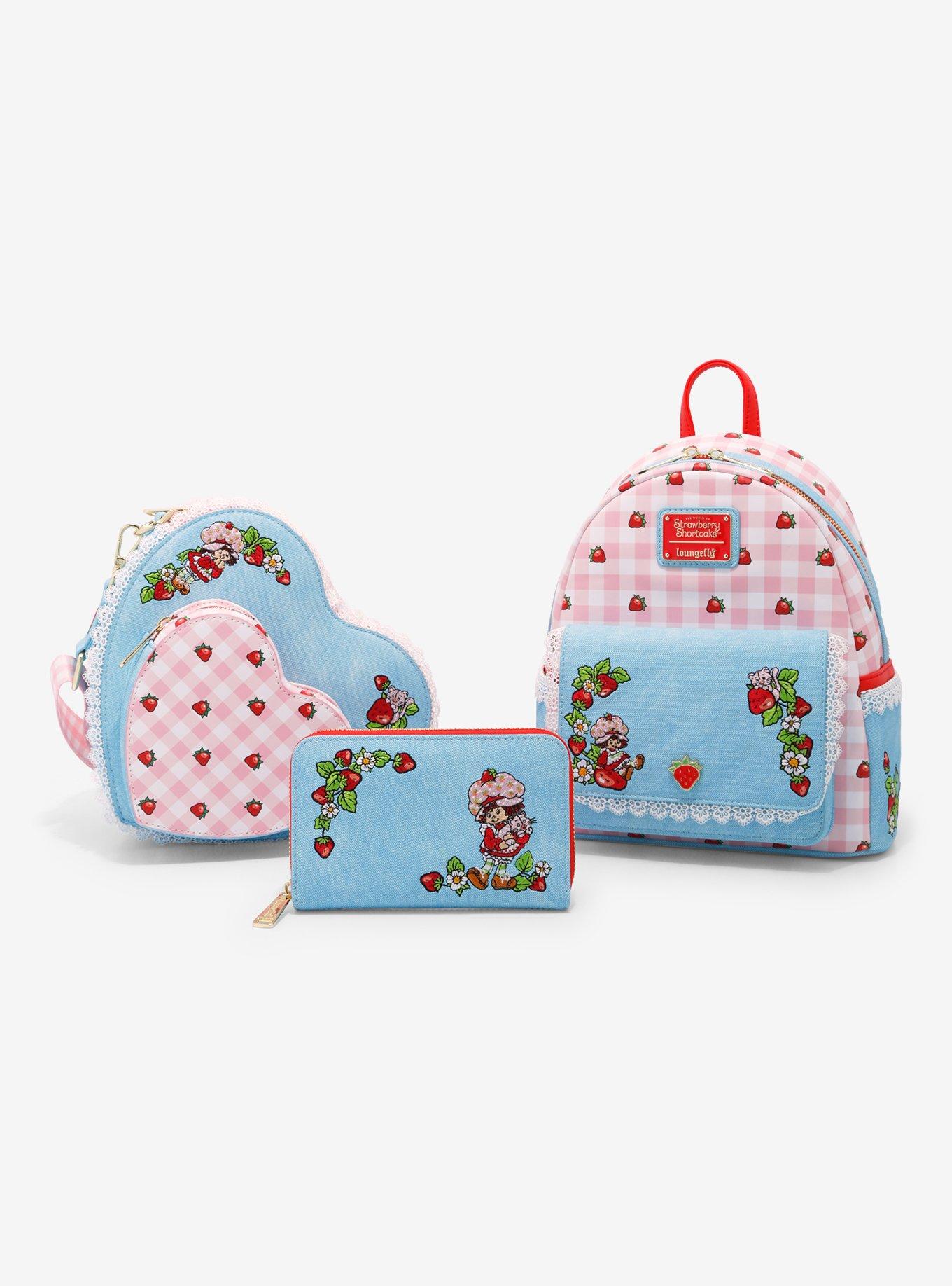Loungefly Strawberry Shortcake Gingham Denim Heart Scented Crossbody Bag, , alternate