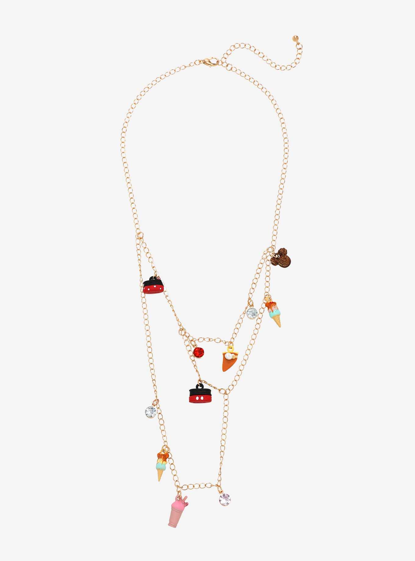 Disney Mickey and Minnie Mouse Ice Cream and Treats Charm Necklace — BoxLunch Exclusive, , hi-res