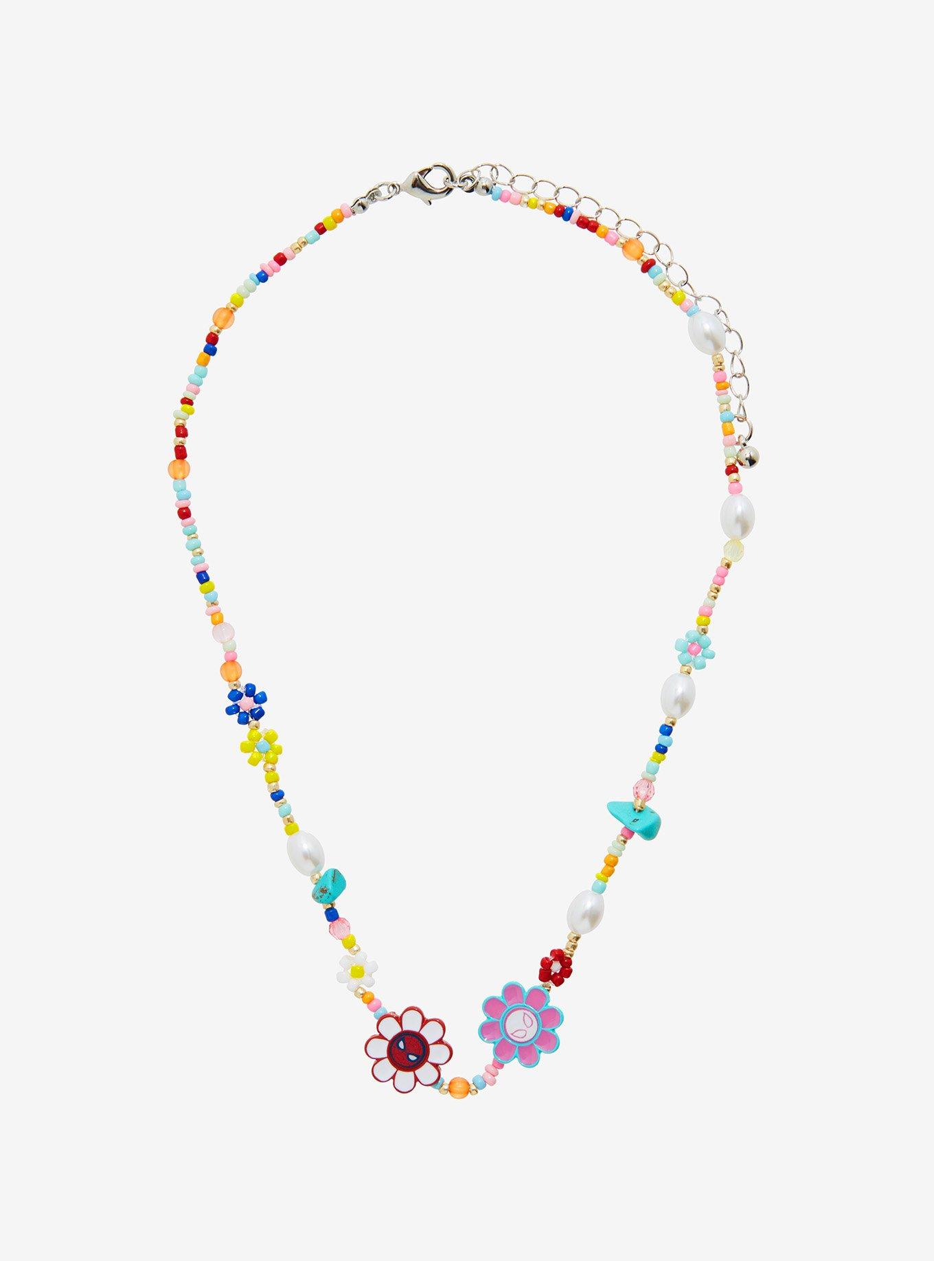 Marvel Spider-Man Flowers Beaded Necklace, , alternate