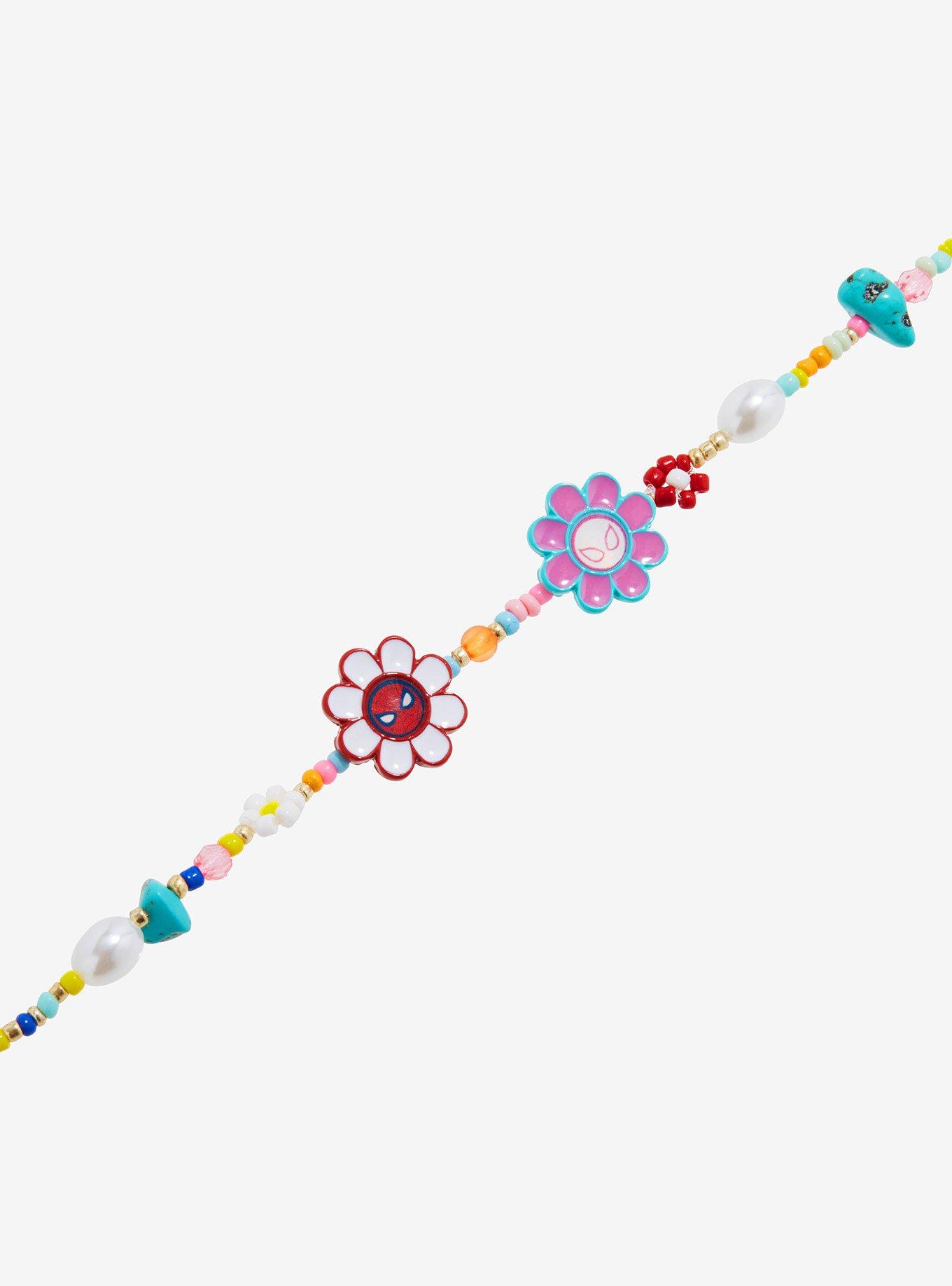 Marvel Spider-Man Flowers Beaded Necklace, , alternate