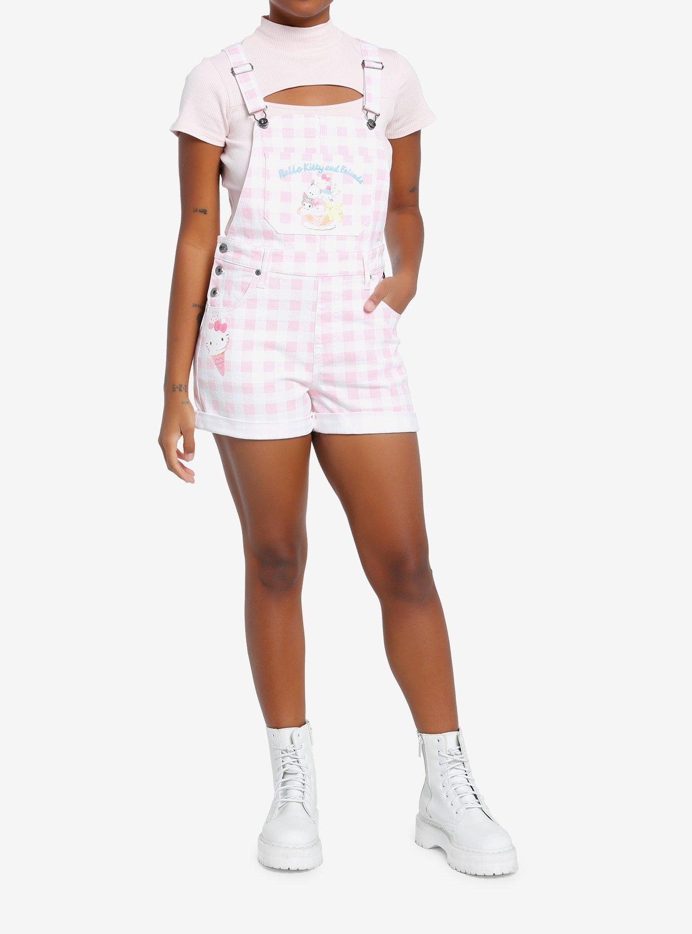 Hello Kitty And Friends Ice Cream Gingham Shortalls, MULTI, alternate