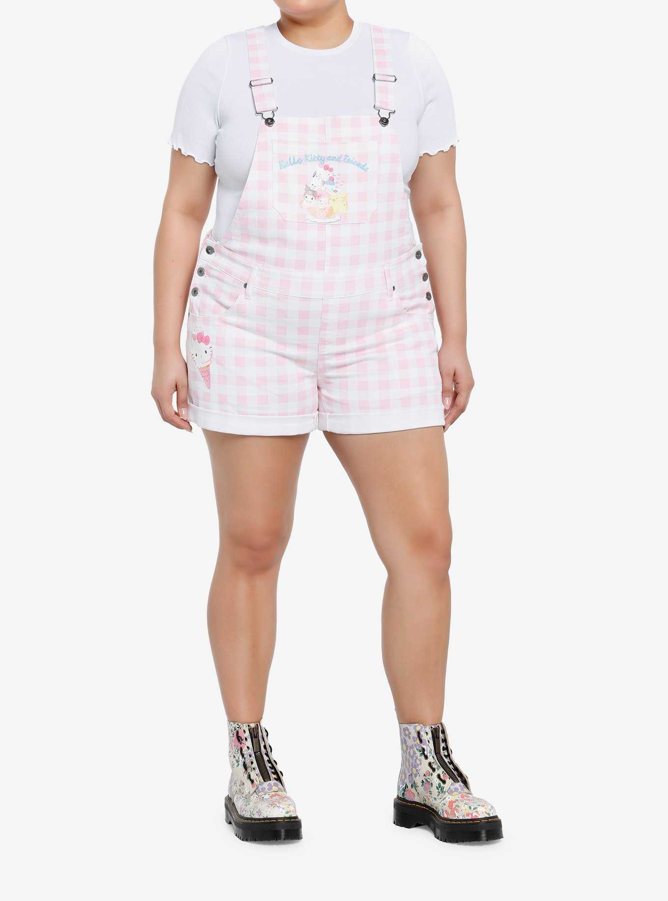 Hello Kitty And Friends Ice Cream Gingham Shortalls Plus Size, , hi-res