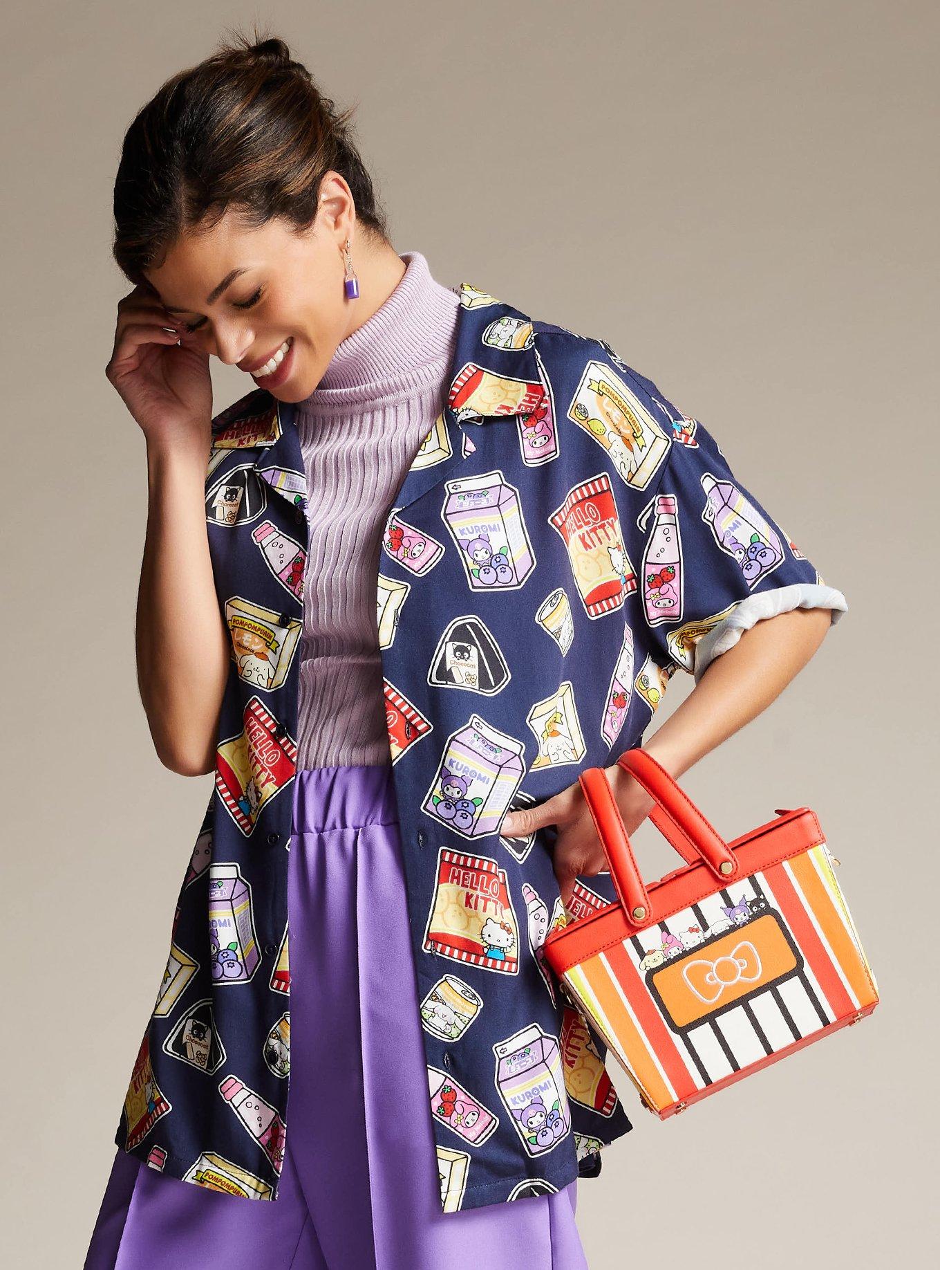 Sanrio Hello Kitty and Friends Kawaii Mart Allover Print Woven Shirt &mdash; BoxLunch Exclusive, NAVY, alternate